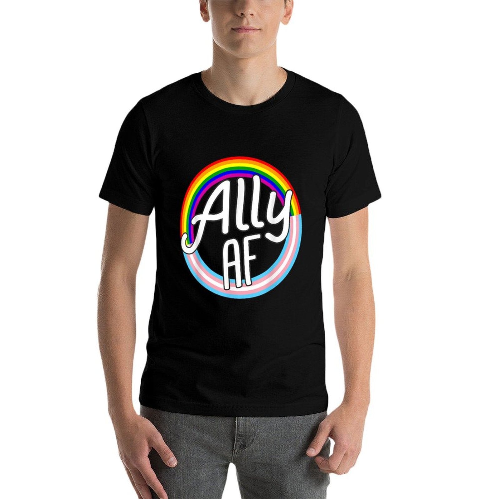 ALLY AF Trans Love Equality LGBT Pride Love Gay  Polyester Blend T-Shirt