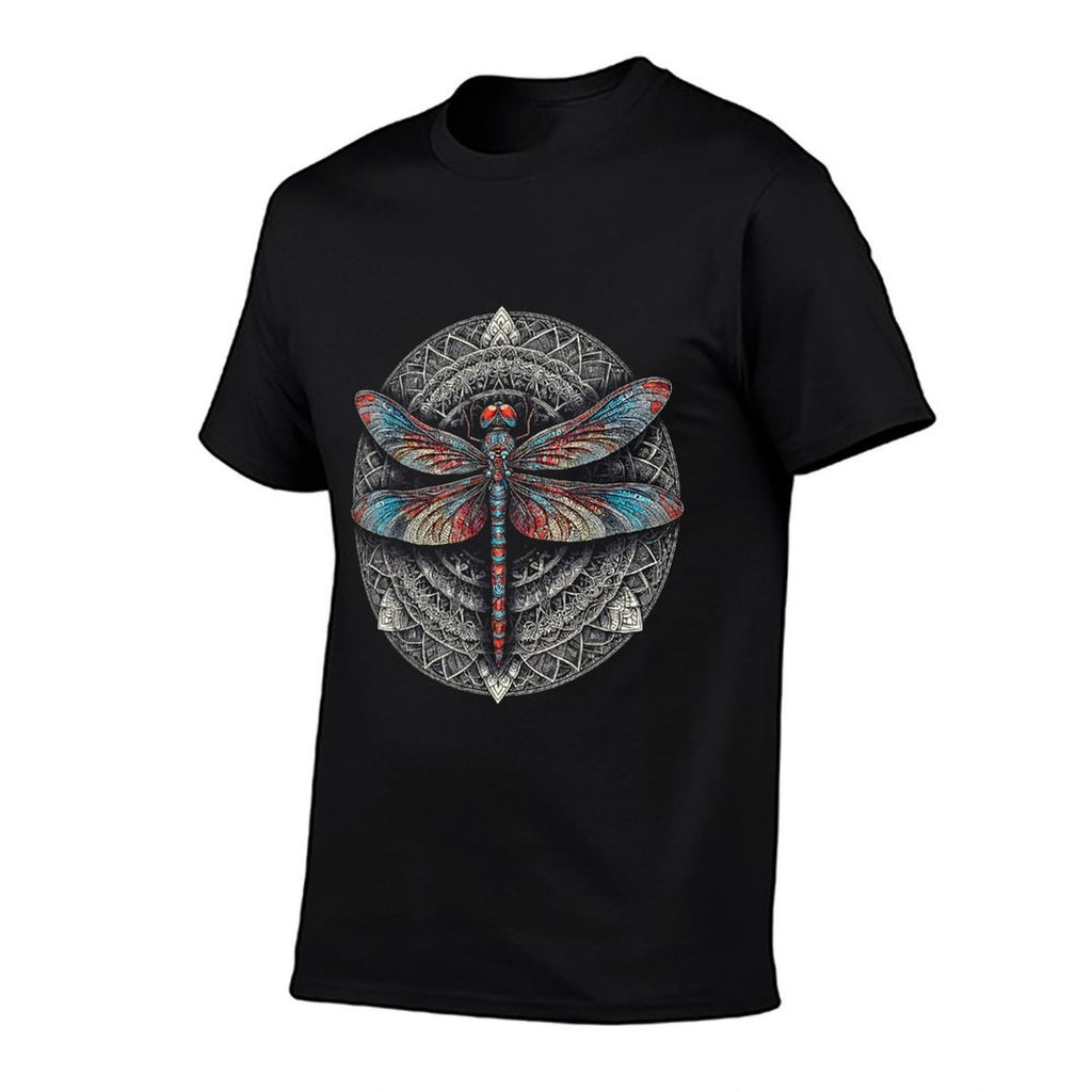 Magical Colorful Dragonfly  Rolled Sleeves T-Shirt