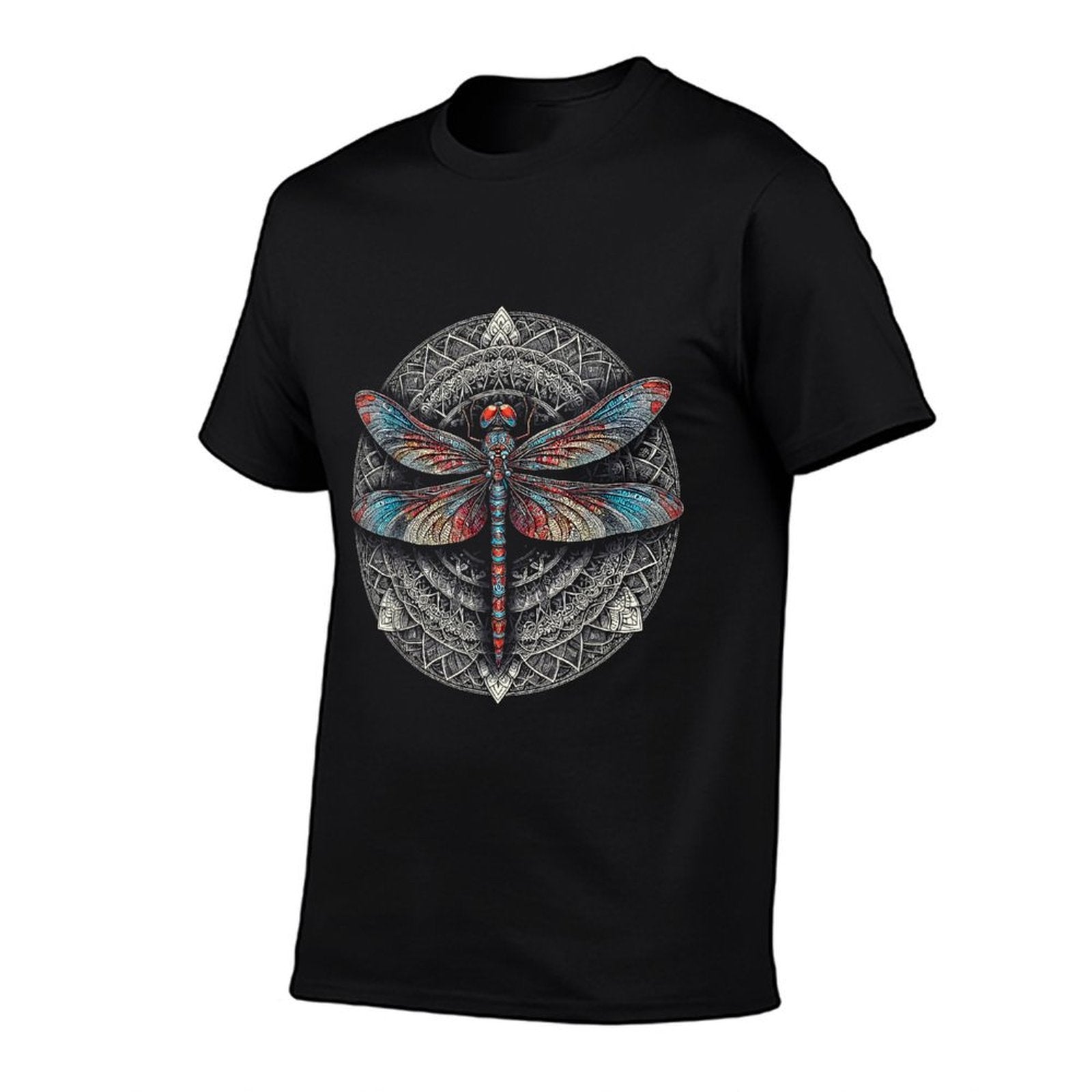 Magical Colorful Dragonfly  Rolled Sleeves T-Shirt