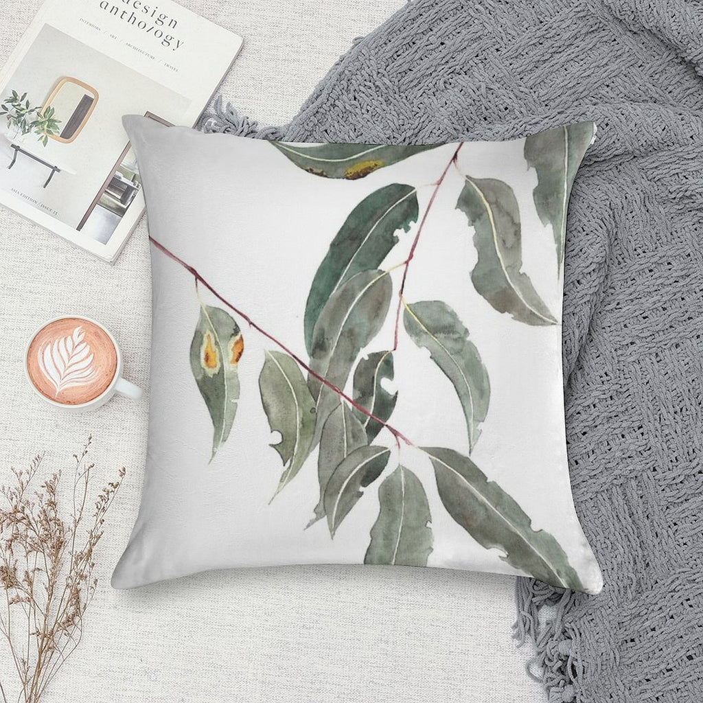 Gum Leaves Watercolour Australian Native Soft Decorative Cover Throw Pillow