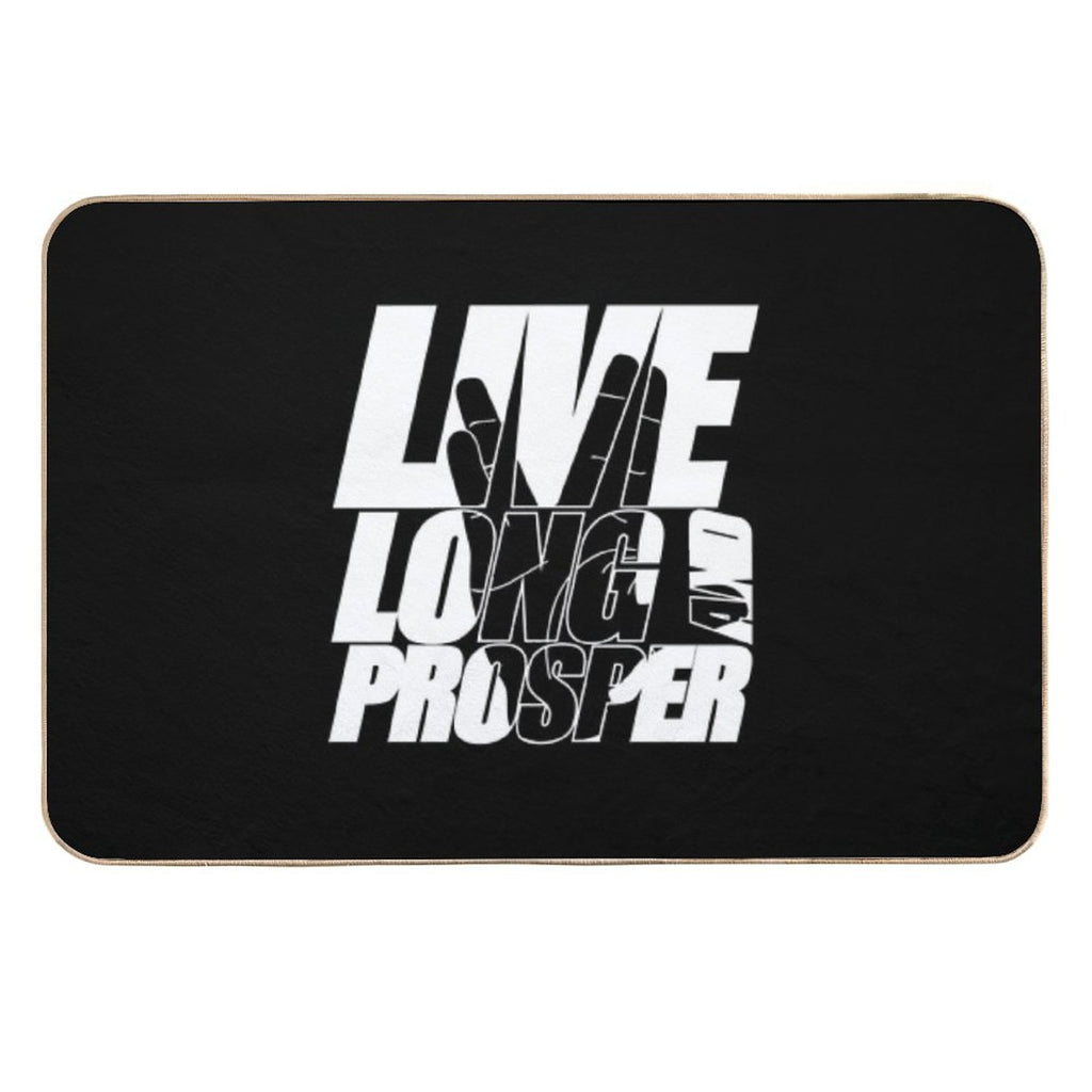 LIVE LONG AND PROSPER Star Trek ™ Quote Meme Slogan with Silhouette of The Vulkan Gruss  Toxin-Free Bath Mat