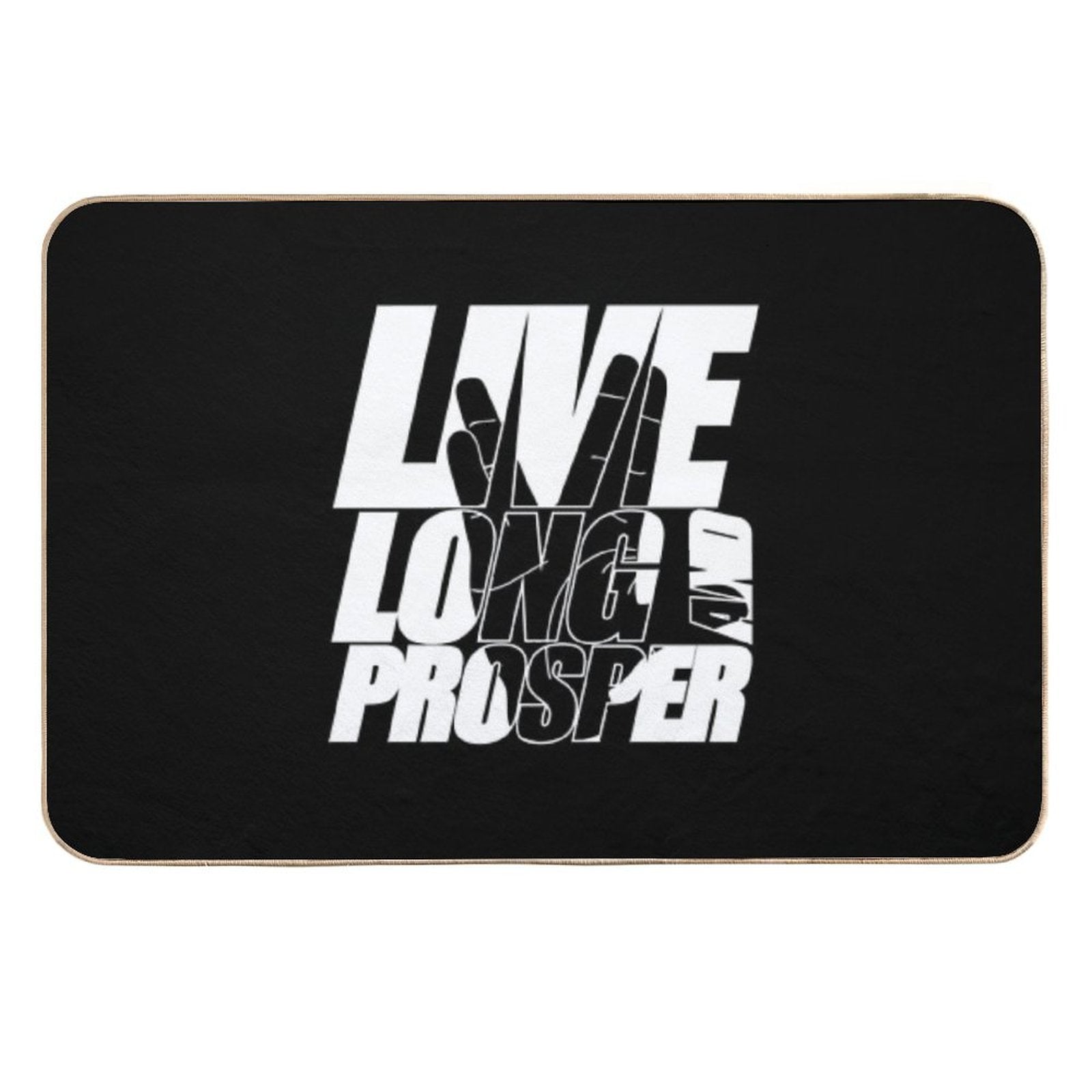 LIVE LONG AND PROSPER Star Trek ™ Quote Meme Slogan with Silhouette of The Vulkan Gruss  Toxin-Free Bath Mat