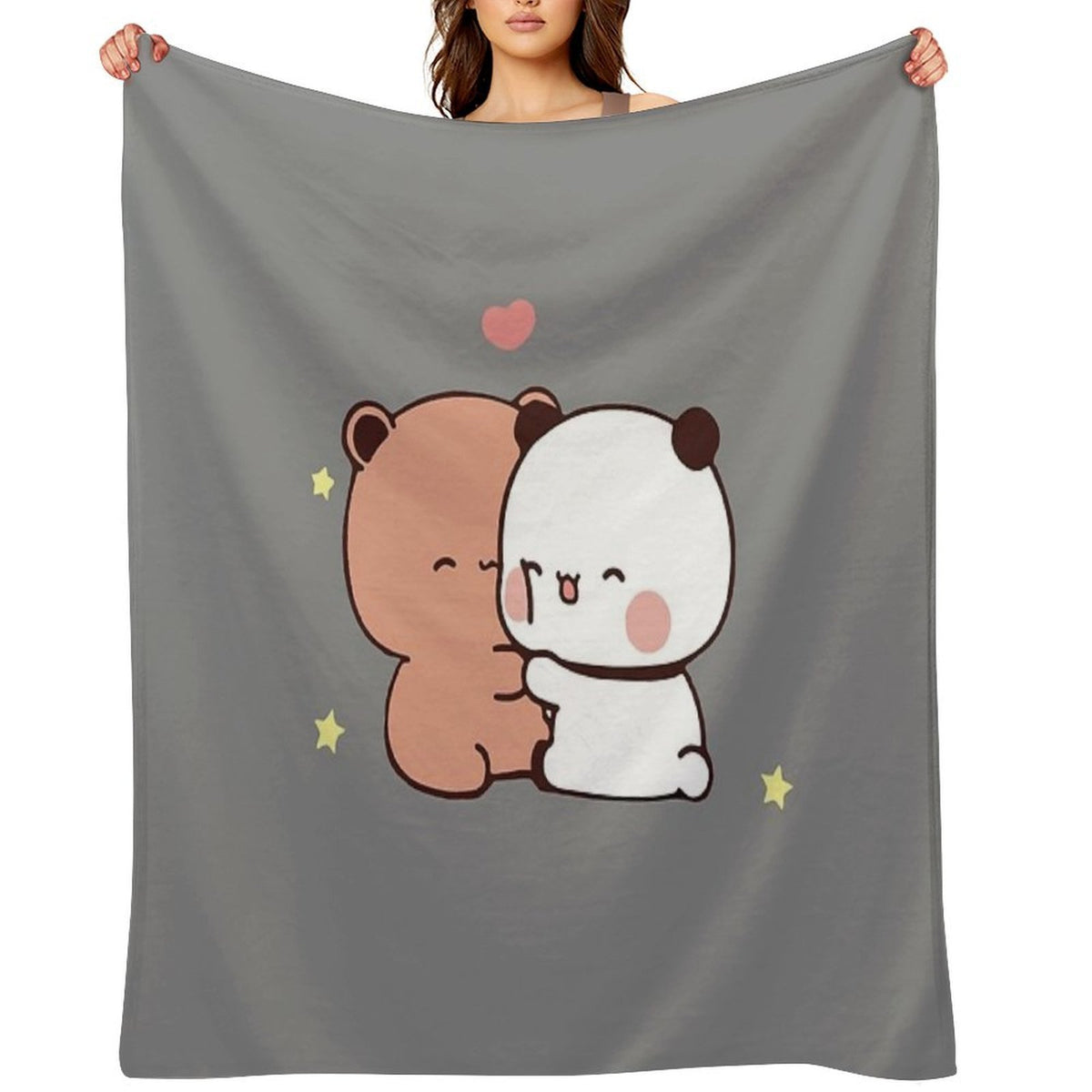DuDu Bear And BuBu Panda’s Love❤️ Shrink-resistant Throw Blanket