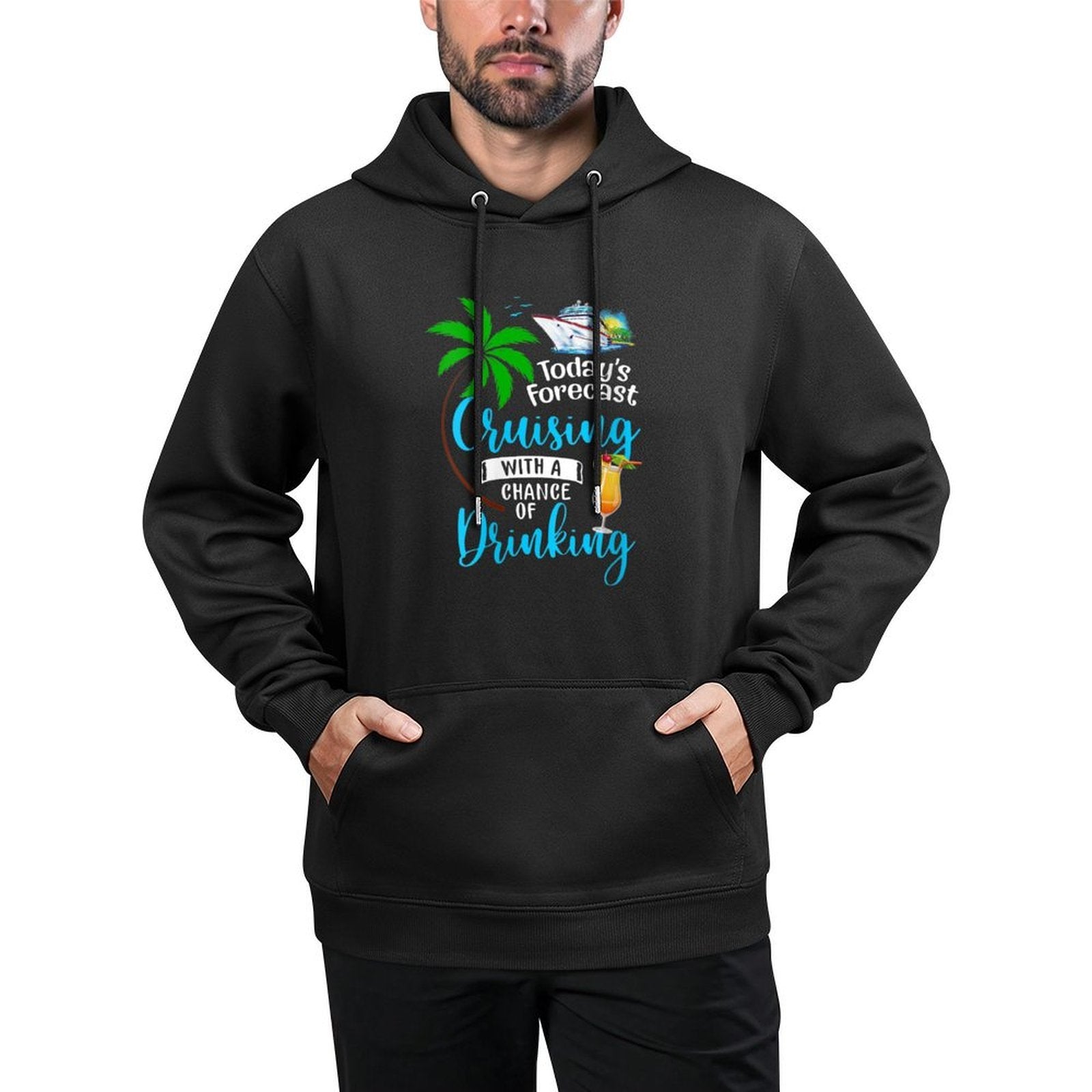 Womens Todays Forecast Cruising With A Chance Of Drinking Cruise Kangaroo Pocket Hoodie