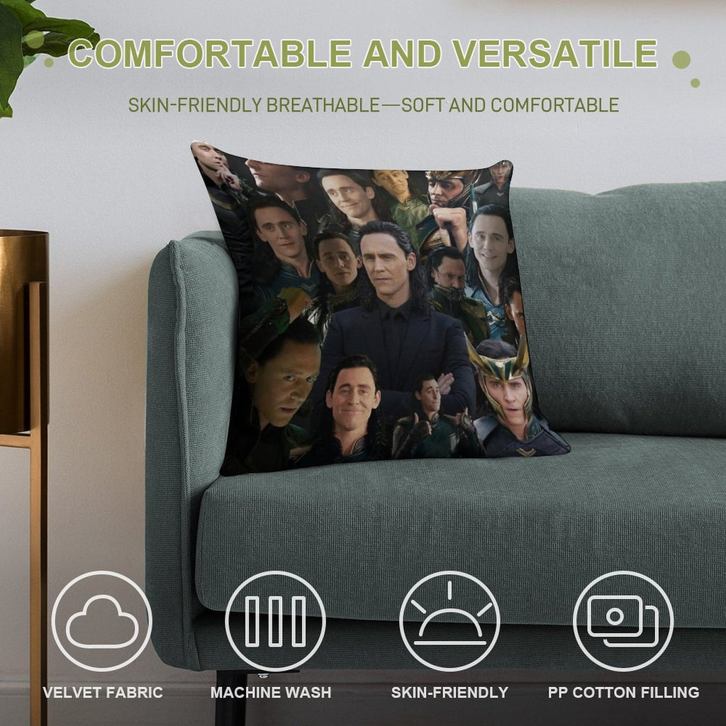 Tom Hiddleston Collage Soft Hidden Zipper Throw Pillow
