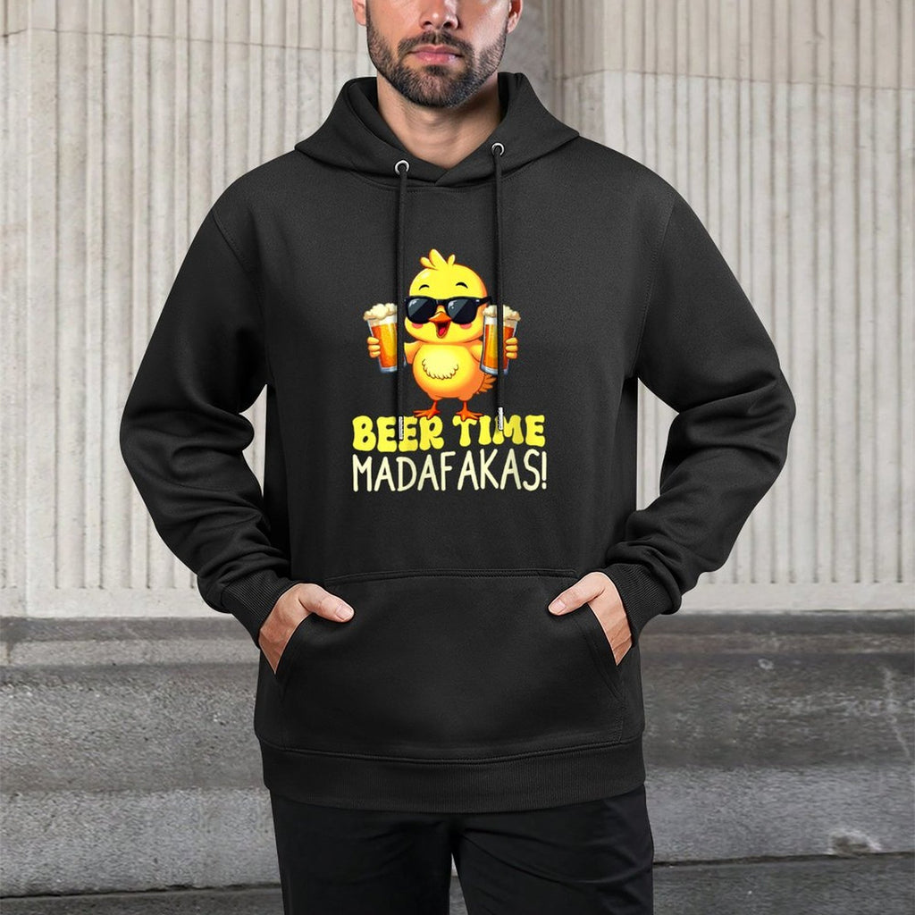 Womens Beer Time Madafakas Funny Duck Retro Relaxed Fit Hoodie