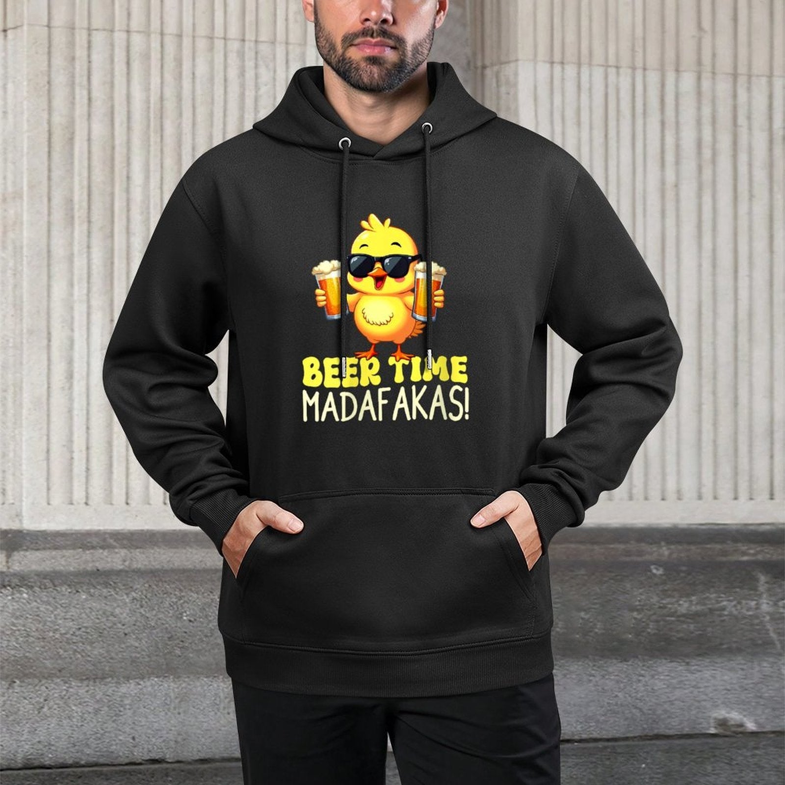 Womens Beer Time Madafakas Funny Duck Retro Relaxed Fit Hoodie