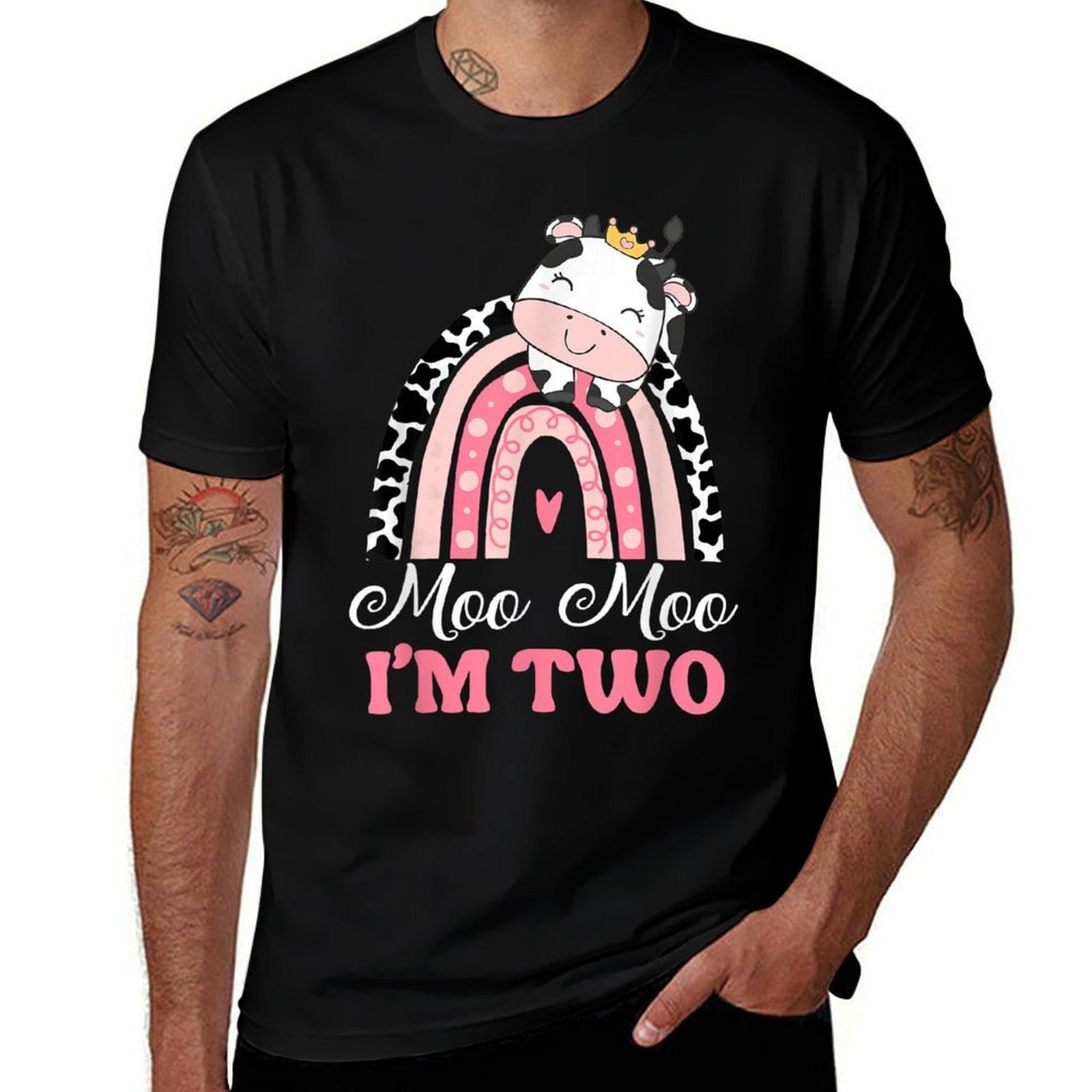 Moo Moo Im Two Birthday Girl Outfit 2nd Bday For Toddler  Lightweight T-Shirt