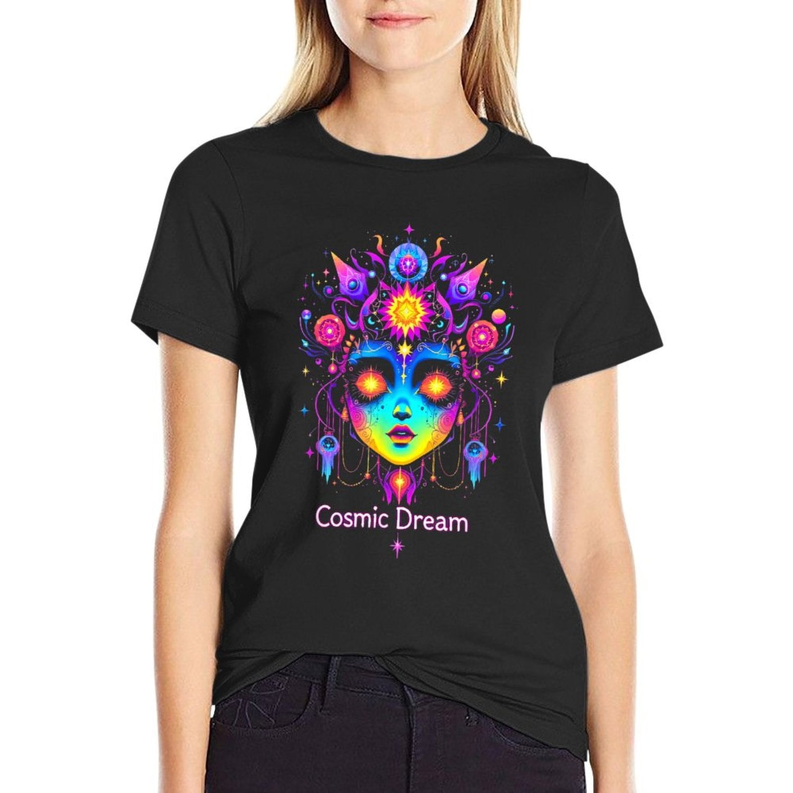 Psychedelic Colorful Dream Trippy Rainbow Spectrum Vision  Trendy Pattern T-Shirt