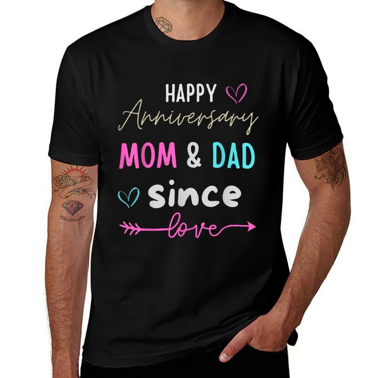 A Cute Family Parents Day Happy Anniversary Mom And Dad  Relaxed-fit T-Shirt
