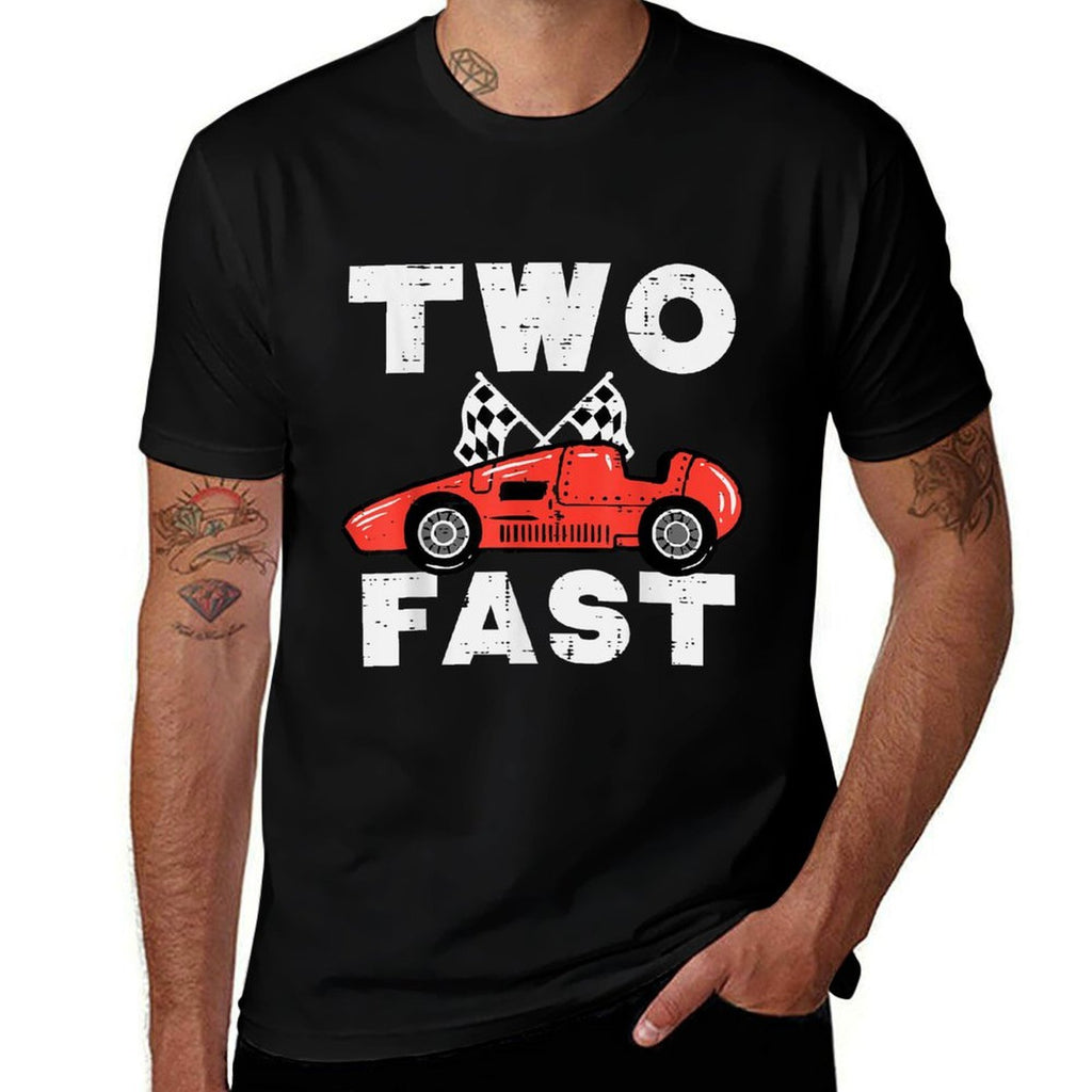 2nd Birthday Race Car Two Fast 2 Year Old Bday Boys Kids  Durable T-Shirt