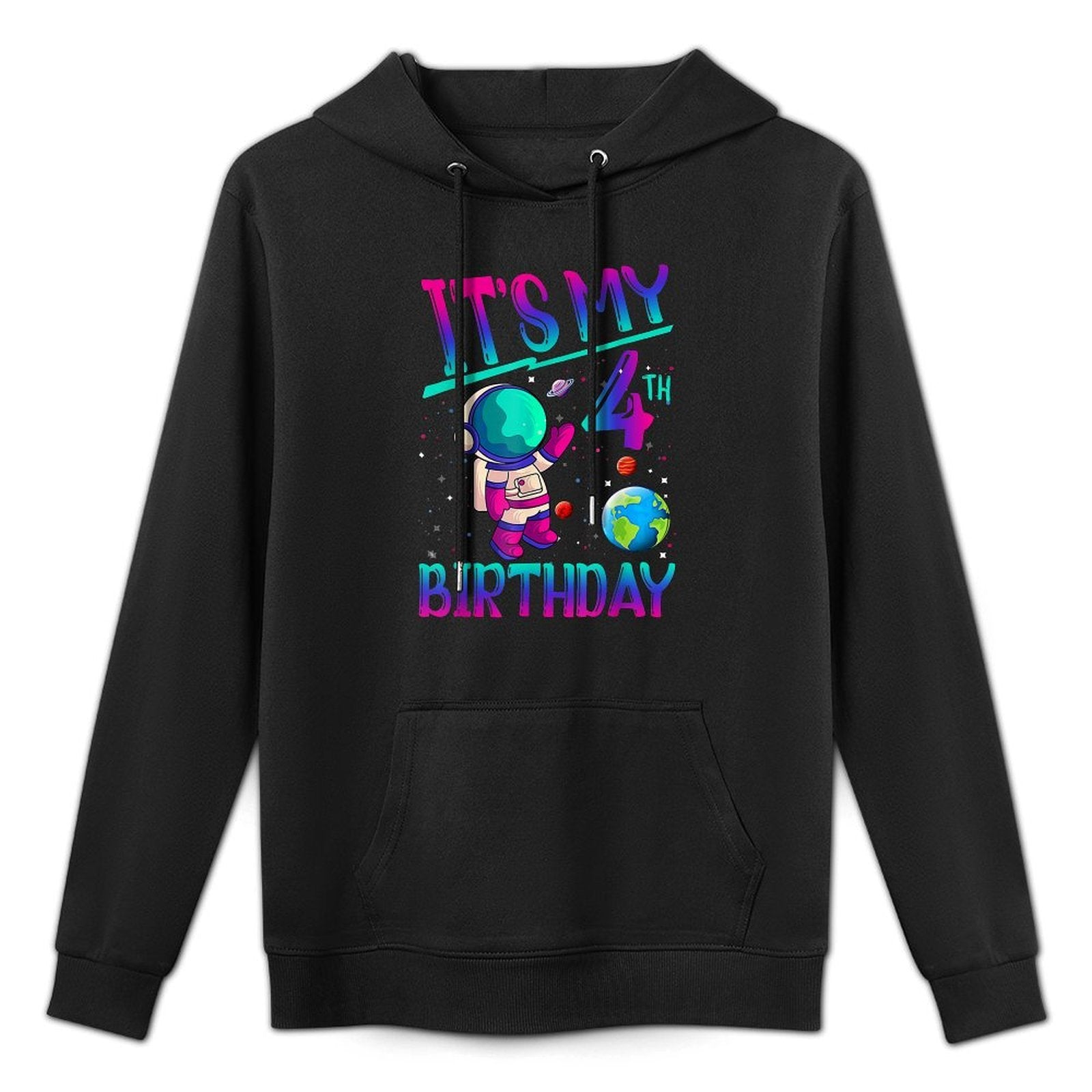 Outer Space Astronaut 4th Birthday Boy 4 Year Old Five Relaxed Fit Hoodie