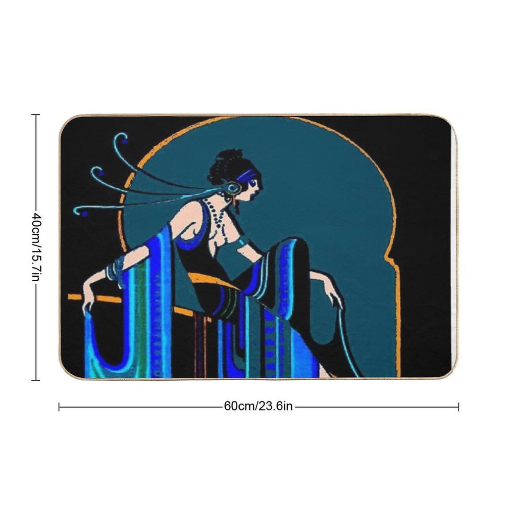 FLAPPER  Vintage 1920 Art Deco Beautiful Print  Absorbent Bath Mat