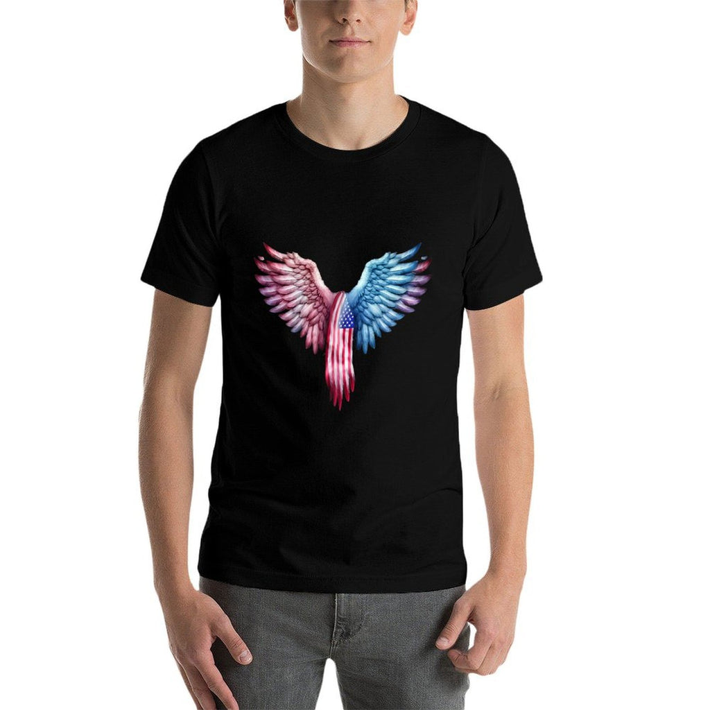 Veterans Day, 4th of July Patriotic Wings Angel Usa Flag Premium  Soft T-Shirt