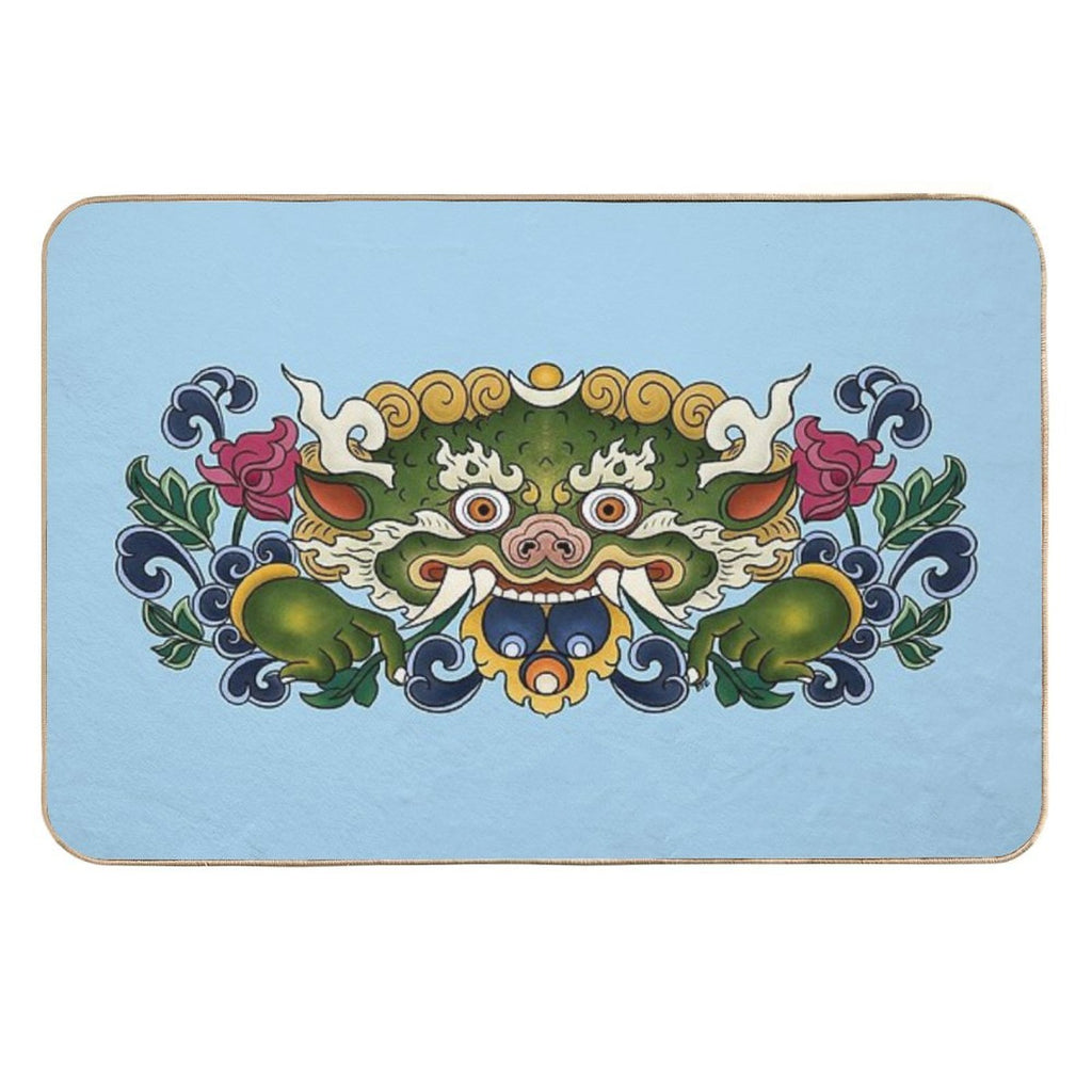 BHUTAN DRAGON-light Blue  Absorbent Bath Mat