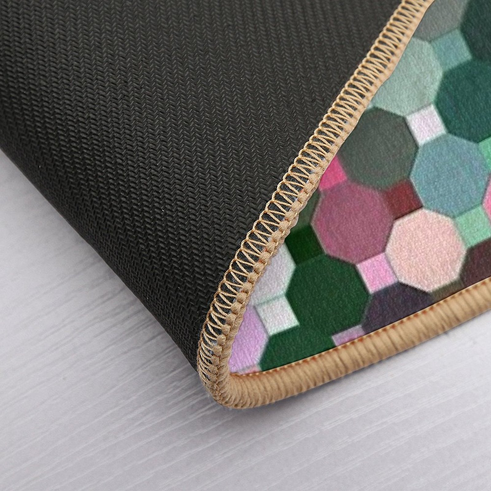 Abstract Green, Pink, Purple And White Octagons  Rapid-Drying Bath Mat
