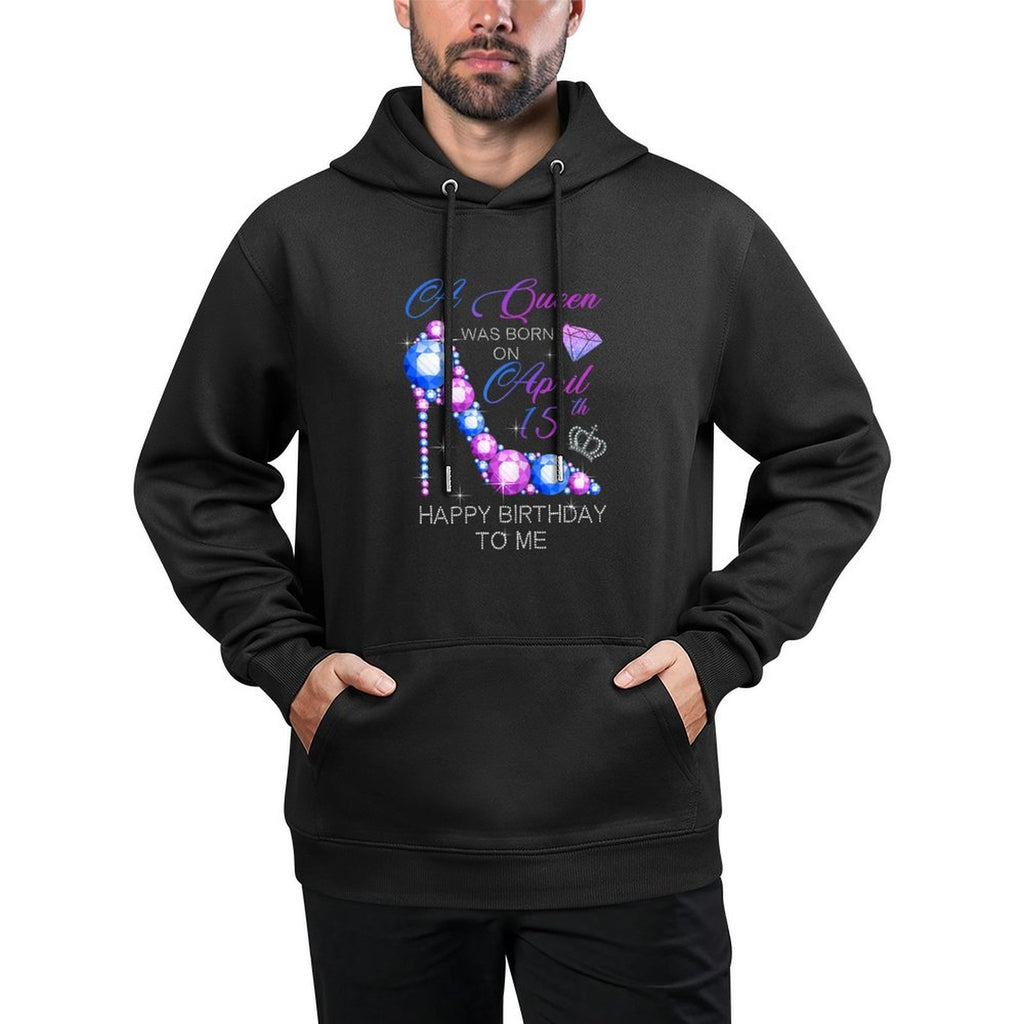 Womens Women Gifts A Queen Was Born On April 15th Birthday Pumps Medium-Weight Fabric Hoodie