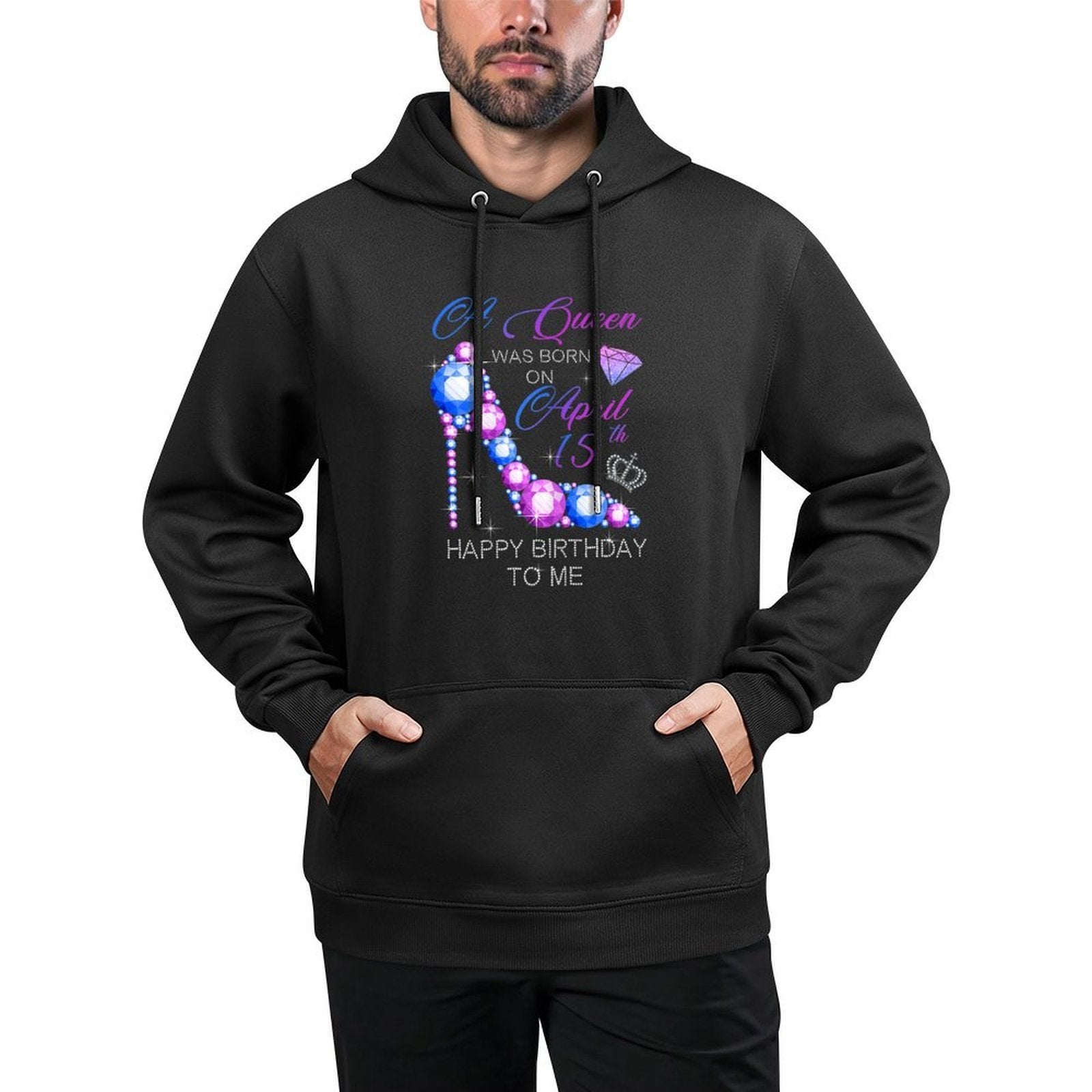 Womens Women Gifts A Queen Was Born On April 15th Birthday Pumps Medium-Weight Fabric Hoodie