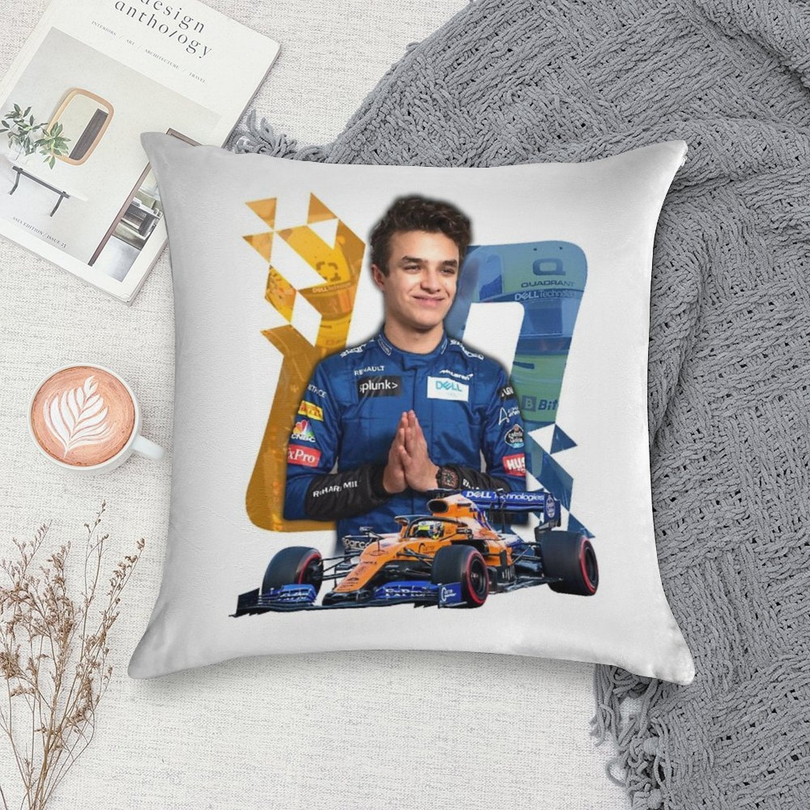 Lando Norris #4 - Racing Design Soft Washable Throw Pillow
