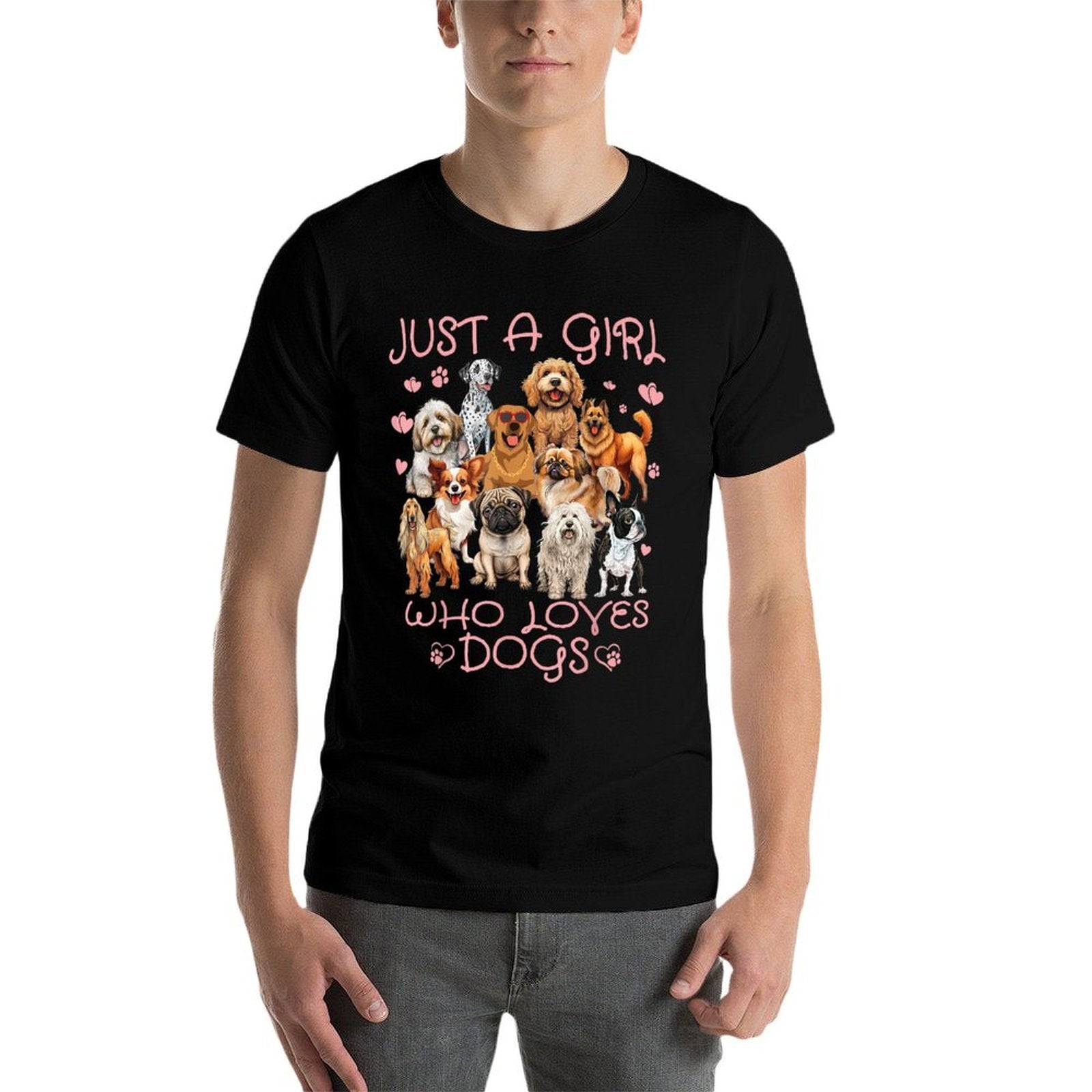 Funny Cute Dog Puppy Lover Just A Girl Who Loves Dogs  Tagless Design T-Shirt