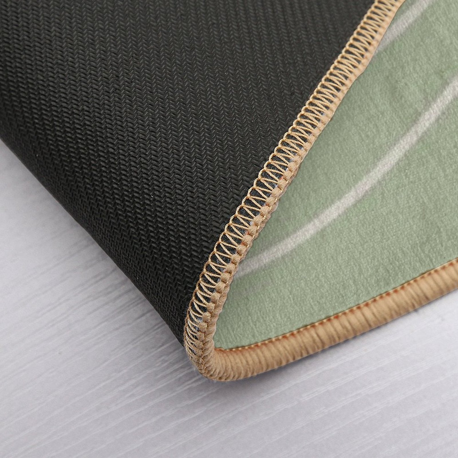 Sage Waves - Minimalist Abstract Line Pattern in Sage Green And Beige  Non-Slip Bath Mat