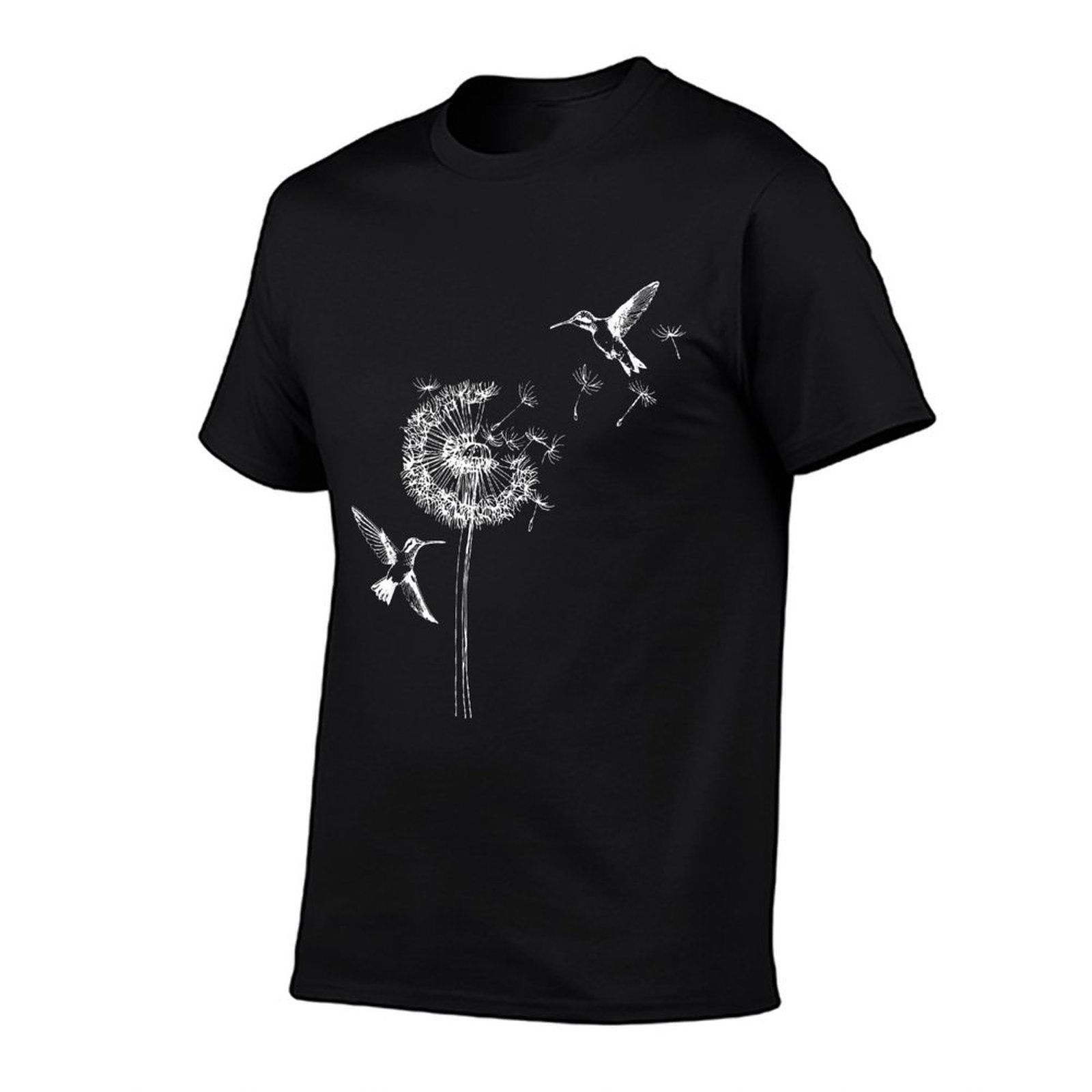 Hummingbird Bird Floral Dandelion Spring Birds Flower  Cotton T-Shirt