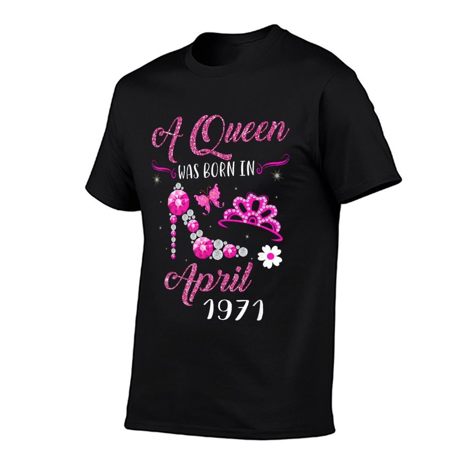 A Queen Was Born in April 1971 50th Birthday Gift  Trendy Pattern T-Shirt