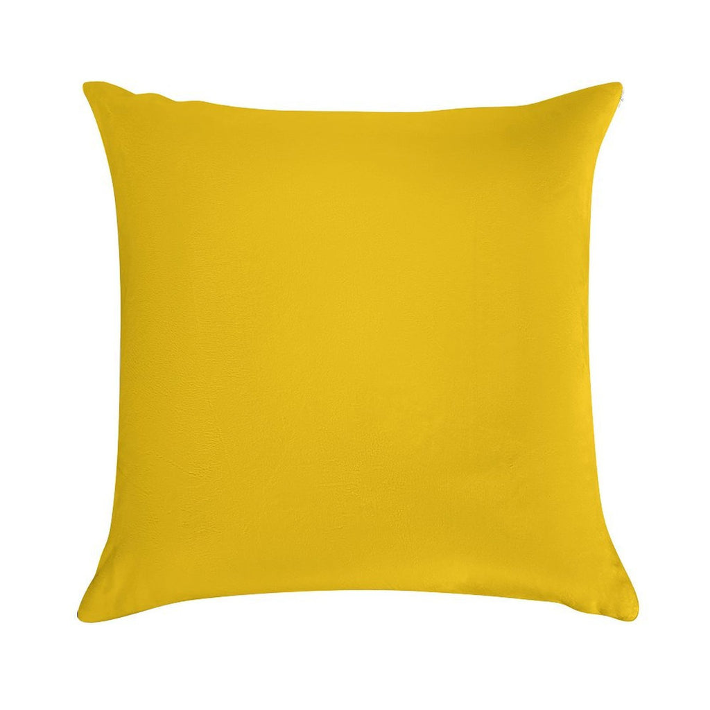 Solid Plain Mid Yellow Soft Short Plush Fabric Throw Pillow