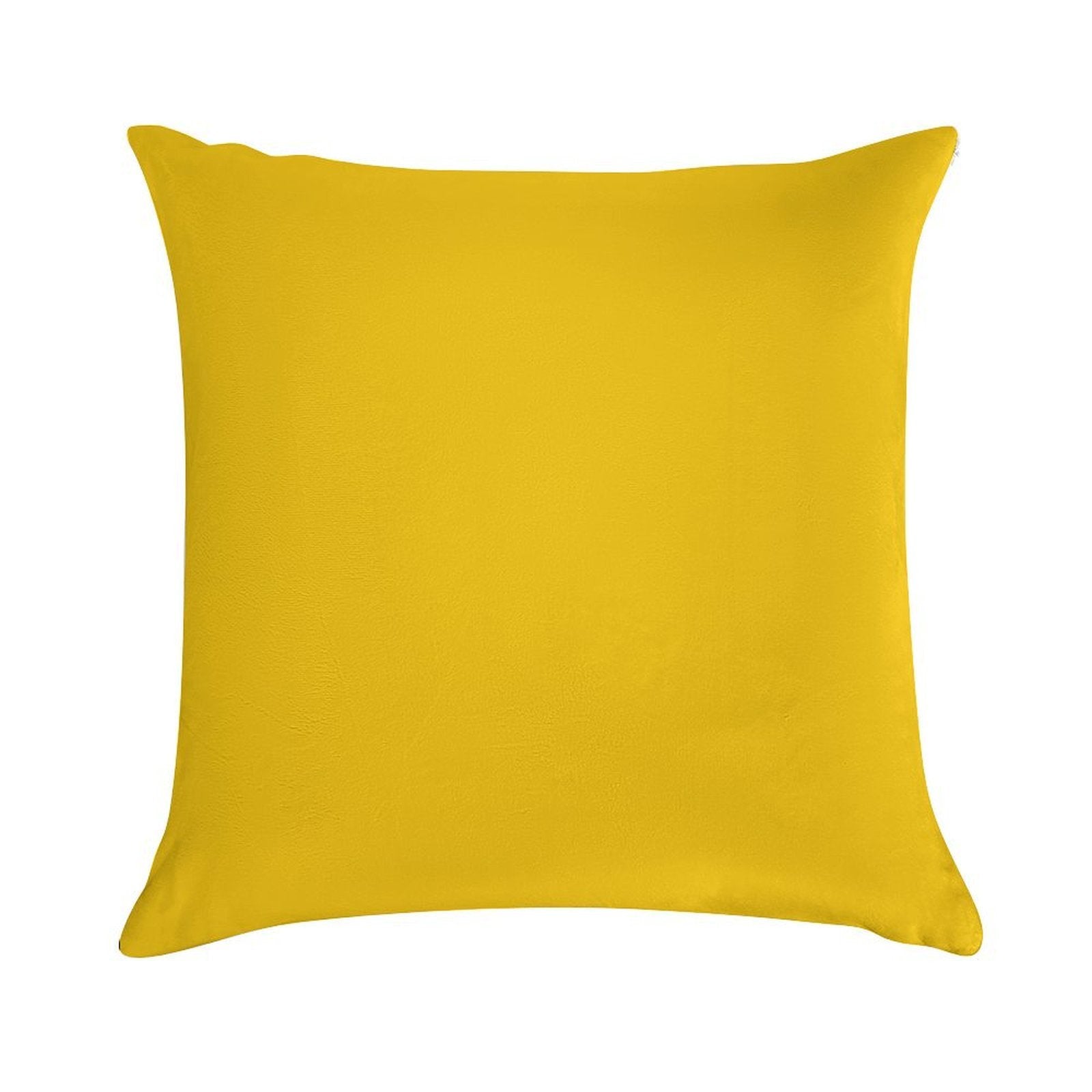 Solid Plain Mid Yellow Soft Short Plush Fabric Throw Pillow