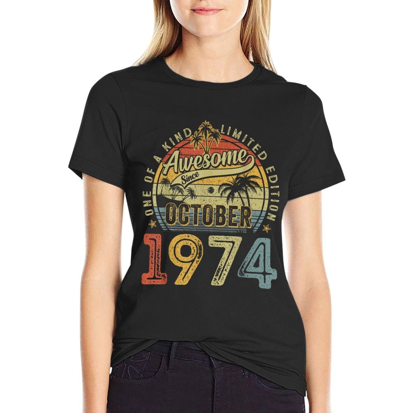 Awesome Since October 1974 Vintage Men Women 50th Birthday  Quick-drying T-Shirt