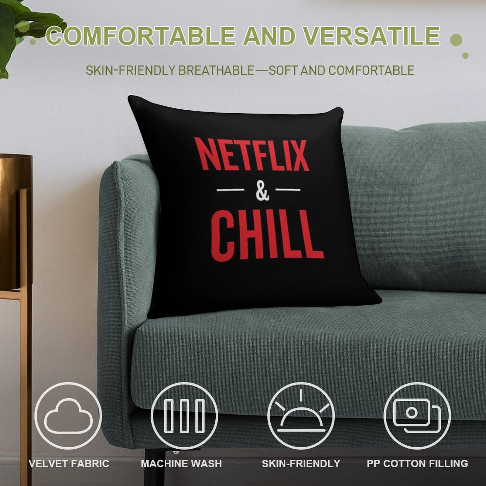 Netflix And Chill Soft Style Accent Throw Pillow