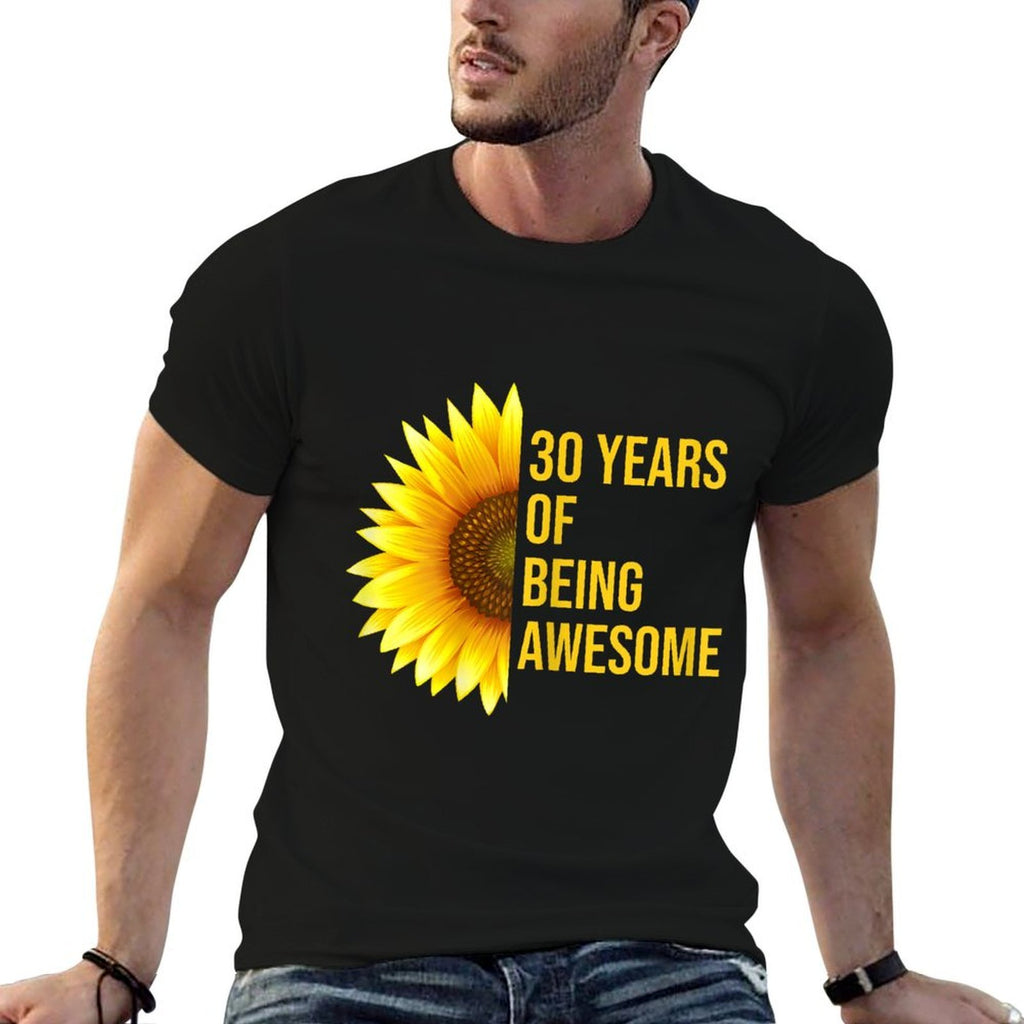 30 Years Old 30th Birthday Sunflower Gift  Heathered Texture T-Shirt