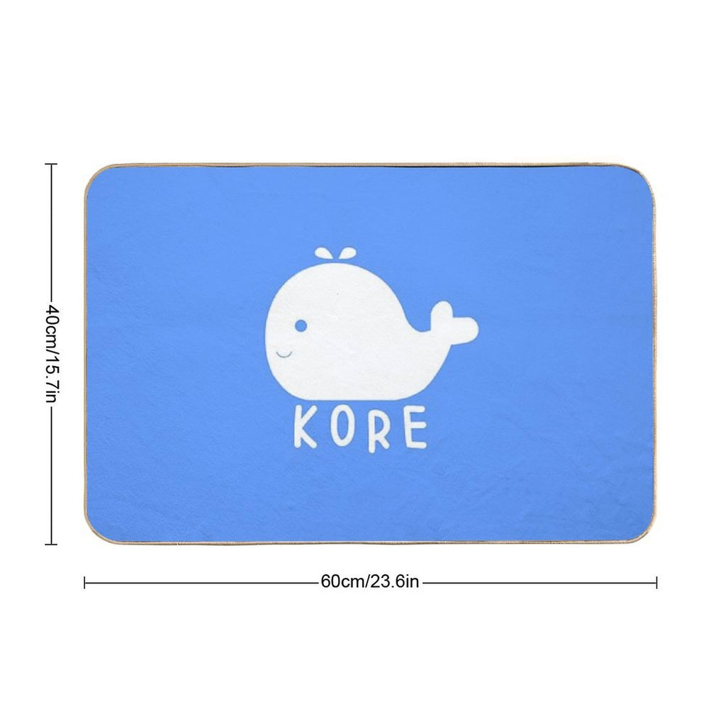 White Kore Whale  Easy To Clean Bath Mat