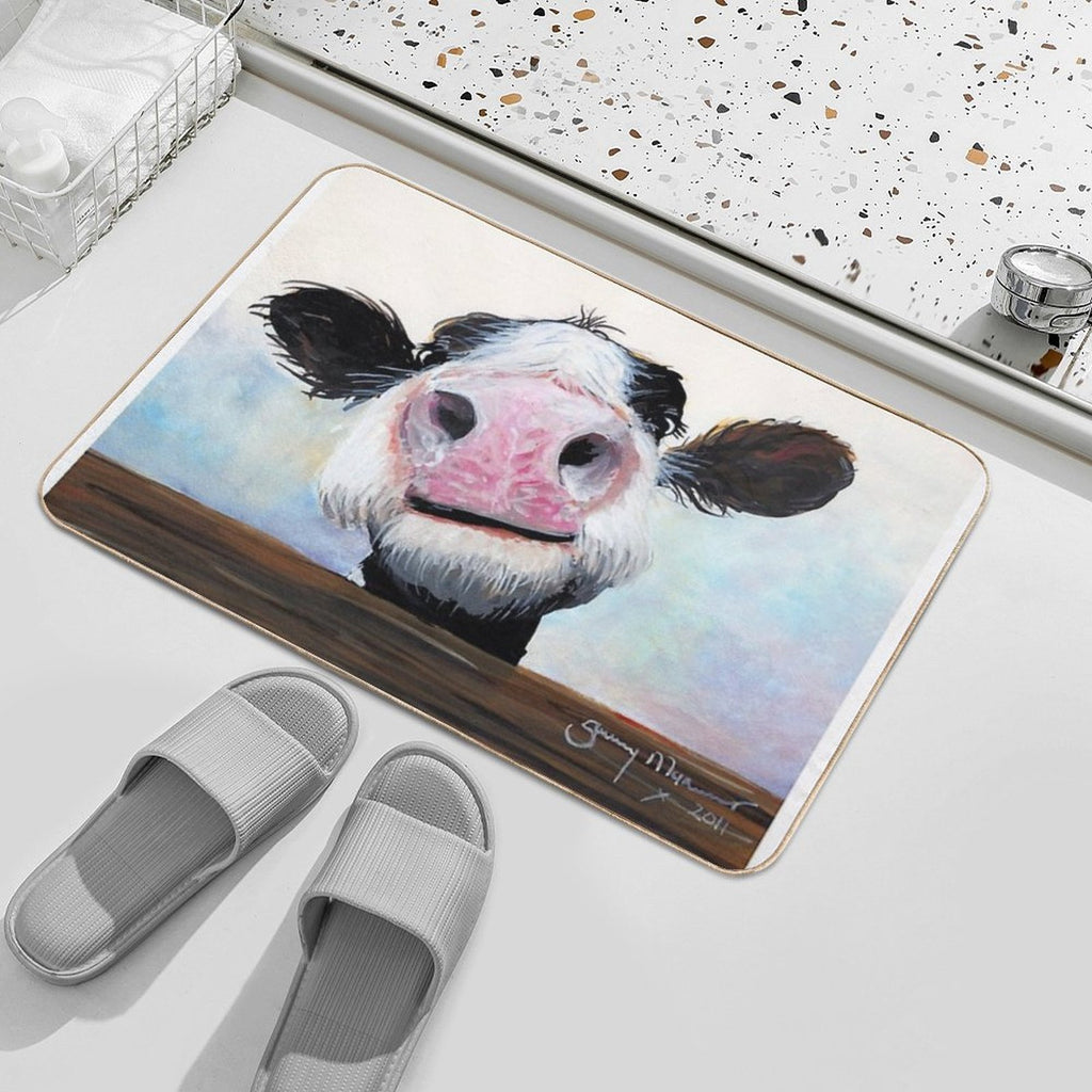 NOSEY COW 'HEY! HOW'S IT GOIN'' BY SHIRLEY MACARTHUR  Easy To Clean Bath Mat