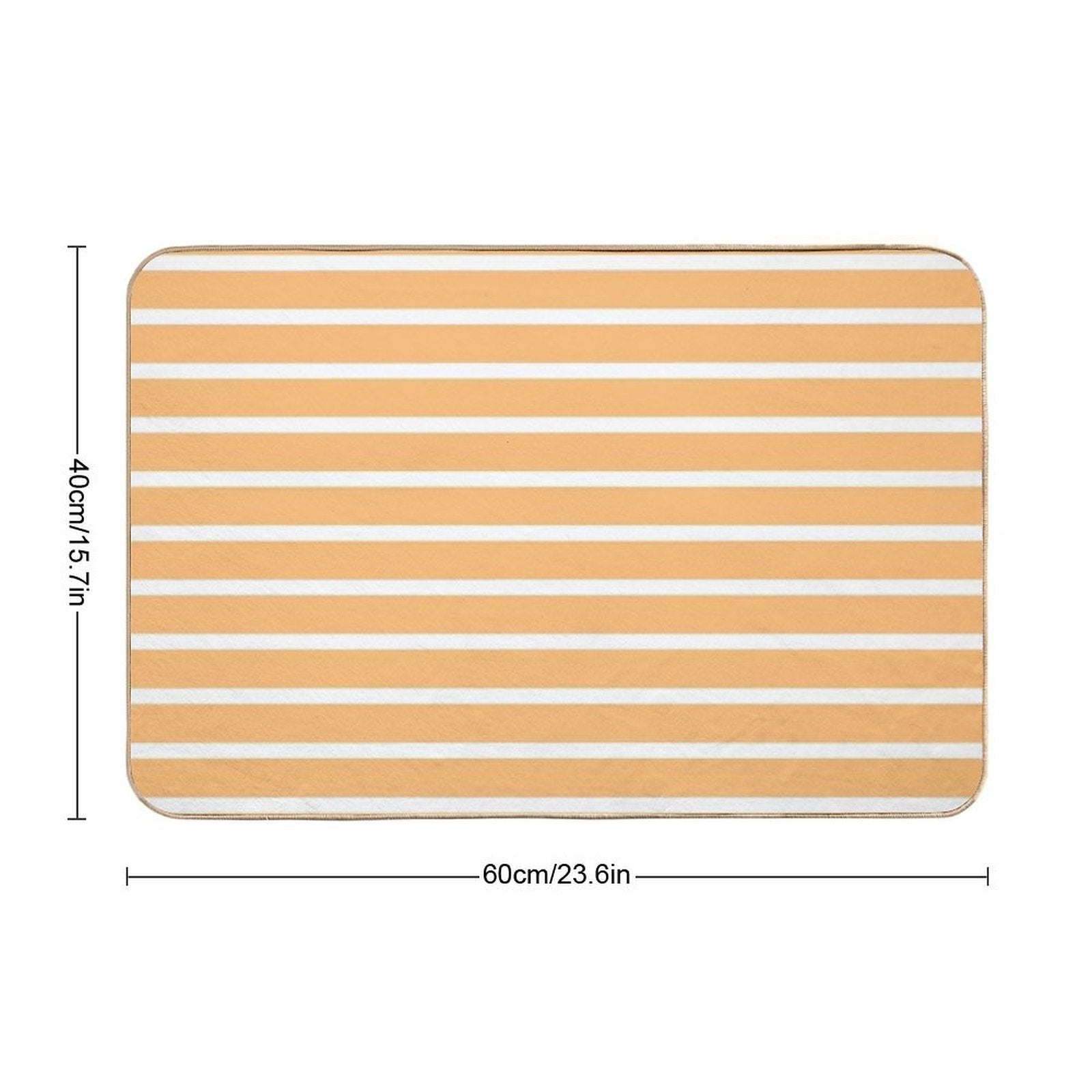 Apricot Orange And White Horizontal Stripes  Easy To Clean Bath Mat