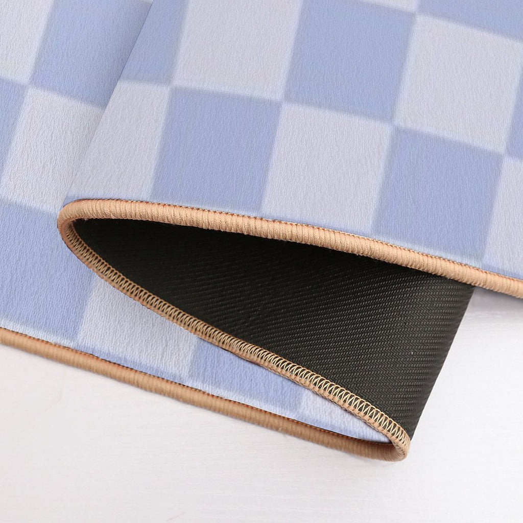 Checkerboard Mini Check Pattern in Double Pale Periwinkle Purple Durable Bath Mat