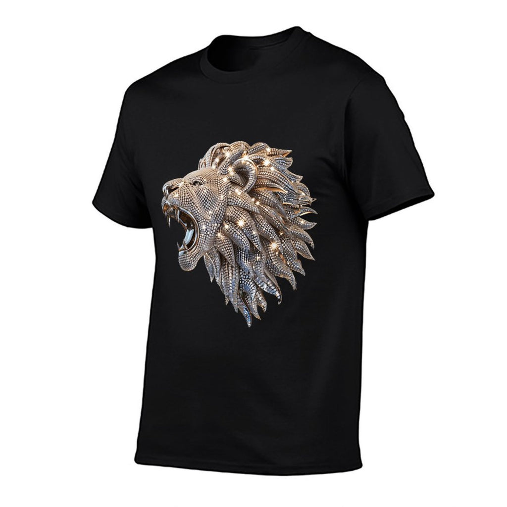 3D Lion Abstract Art Diamonds Roaring King of The Jungle  Breathable T-Shirt