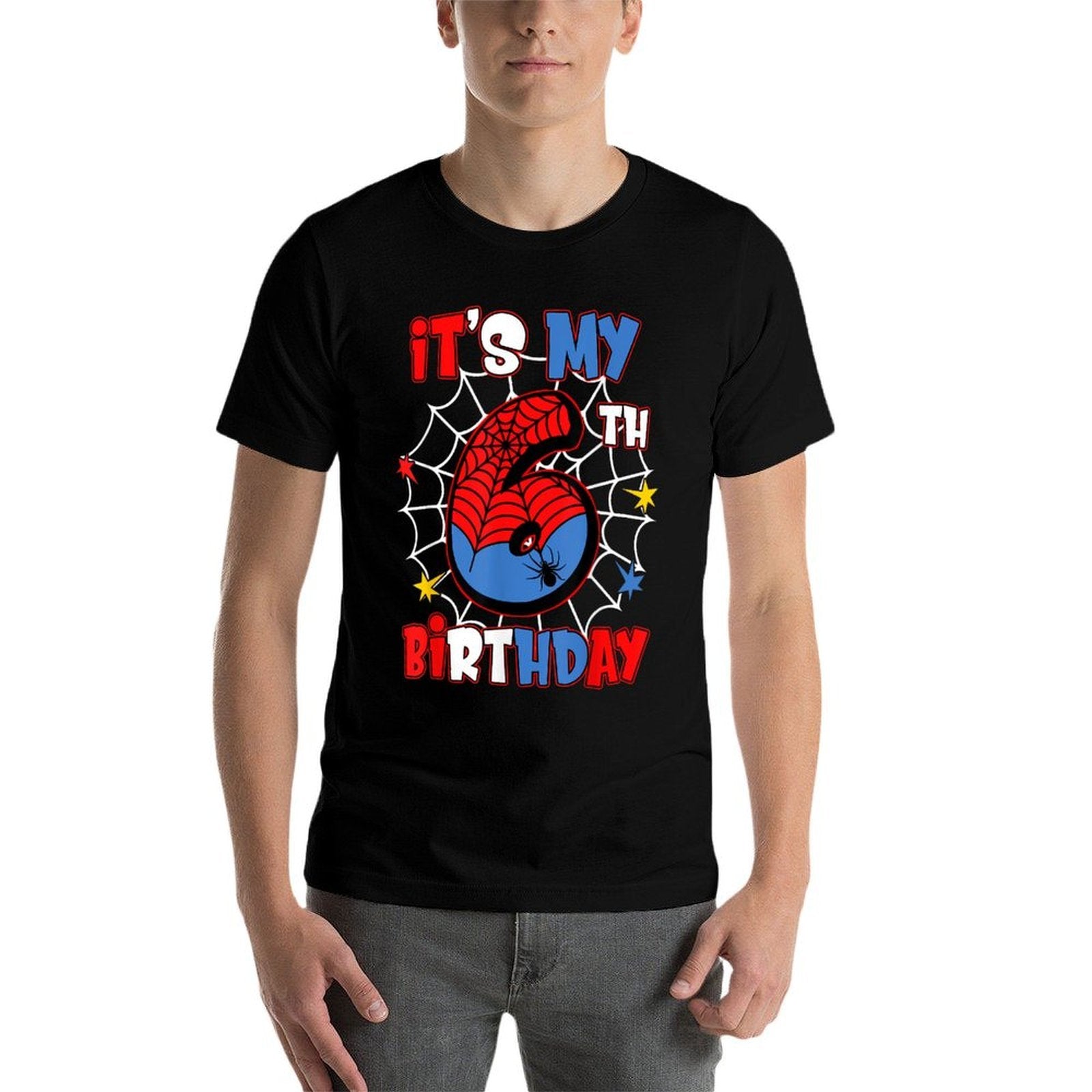 Kids It's My 6th Birthday Spider Theme Party 6 Years Old  Quick-drying T-Shirt