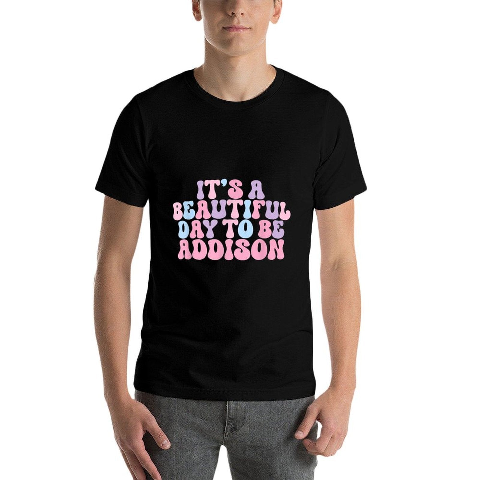 Addison Beautiful Day Funny Personalized Addison Birthday  Oversized Silhouette T-Shirt