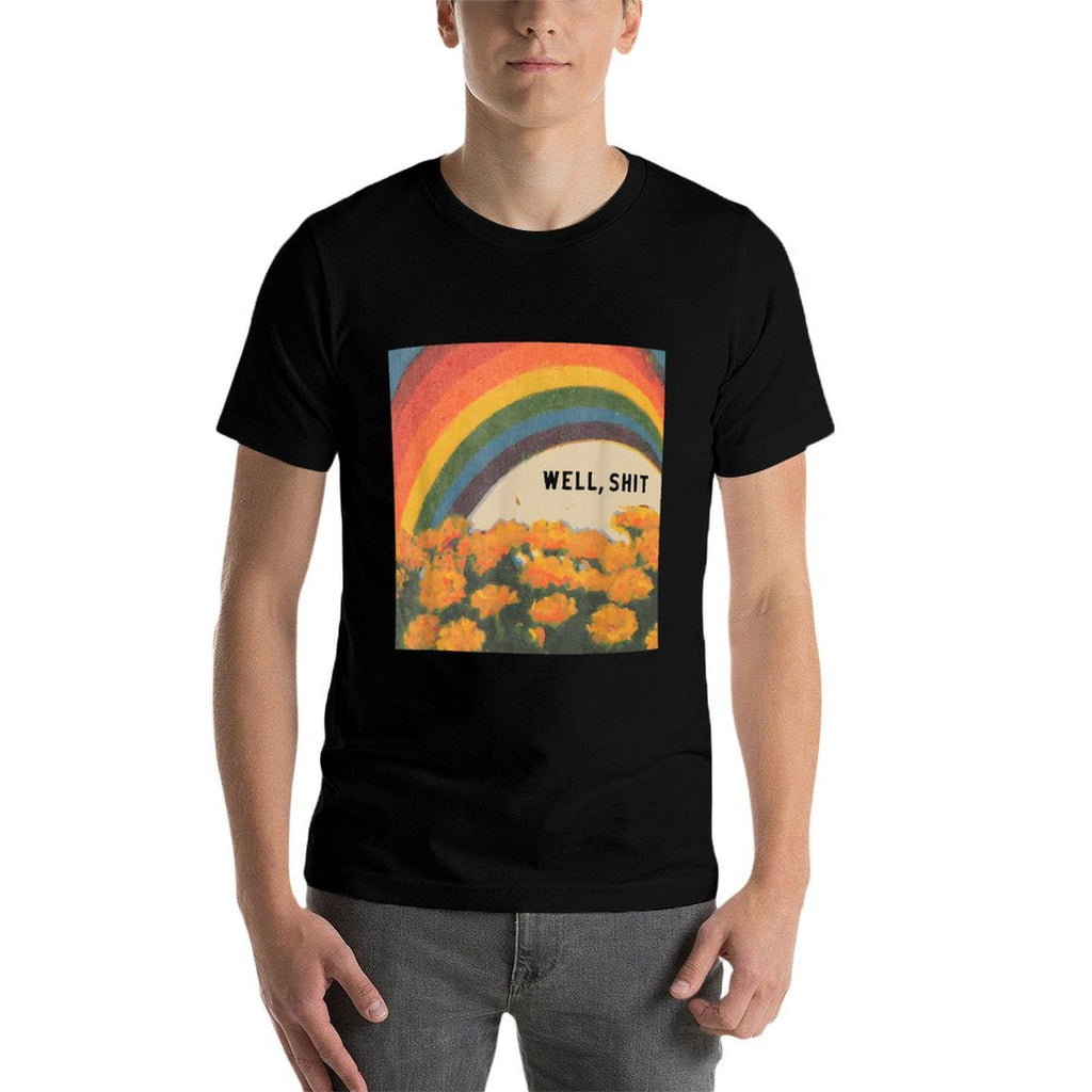 Well Shit Retro Fun Rainbow Floral Art Print  High-quality Stitching T-Shirt
