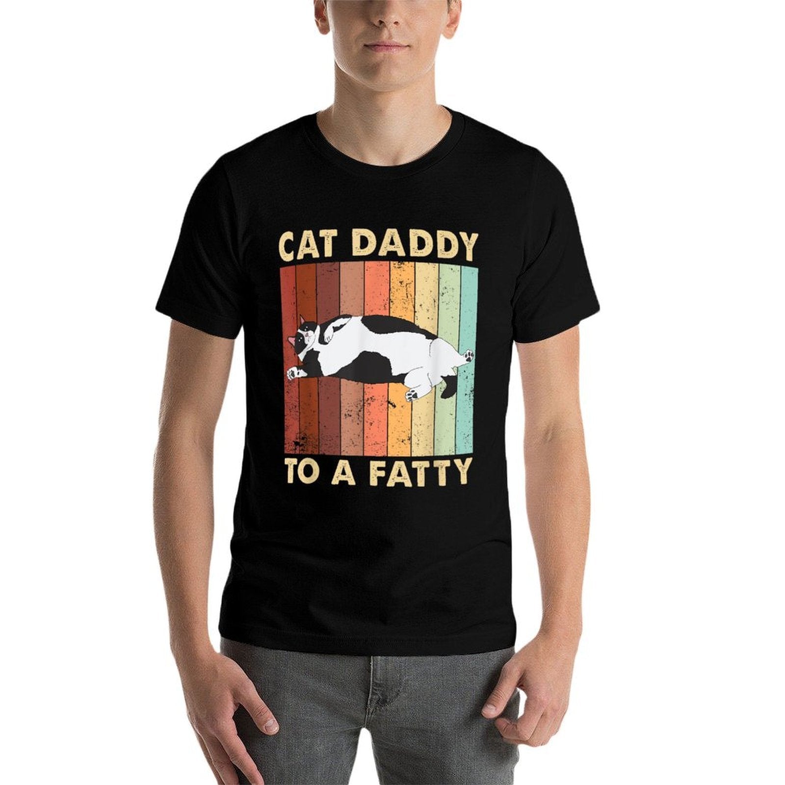 Kitty Lover Cat Gifts For Cat Lover Retro Fat Chonk Dad Funny Cat Daddy To A Fatty, Small Comfortable T-Shirt