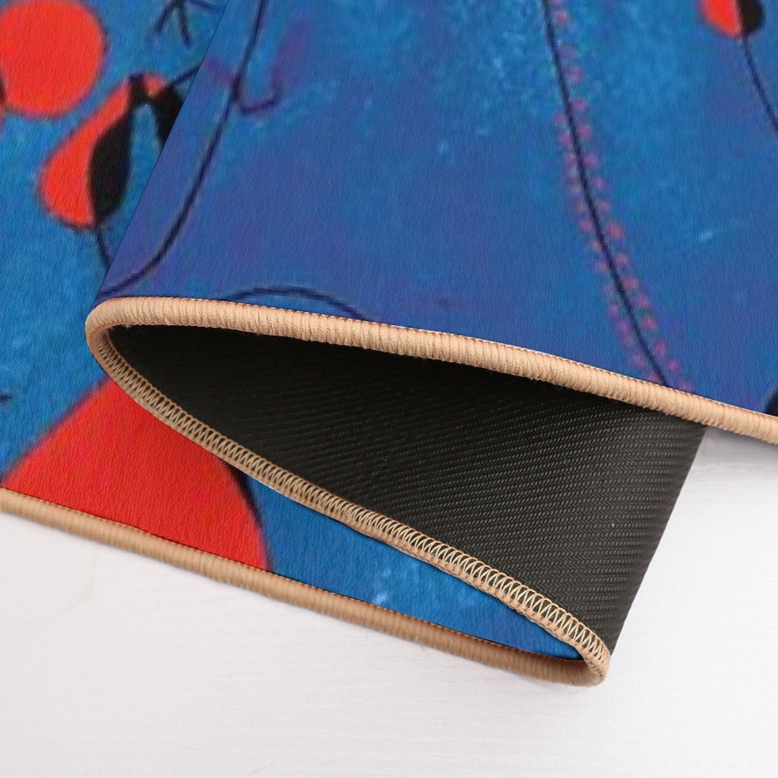 Joan Miro Red Shapes on Blue  Easy Maintenance Bath Mat