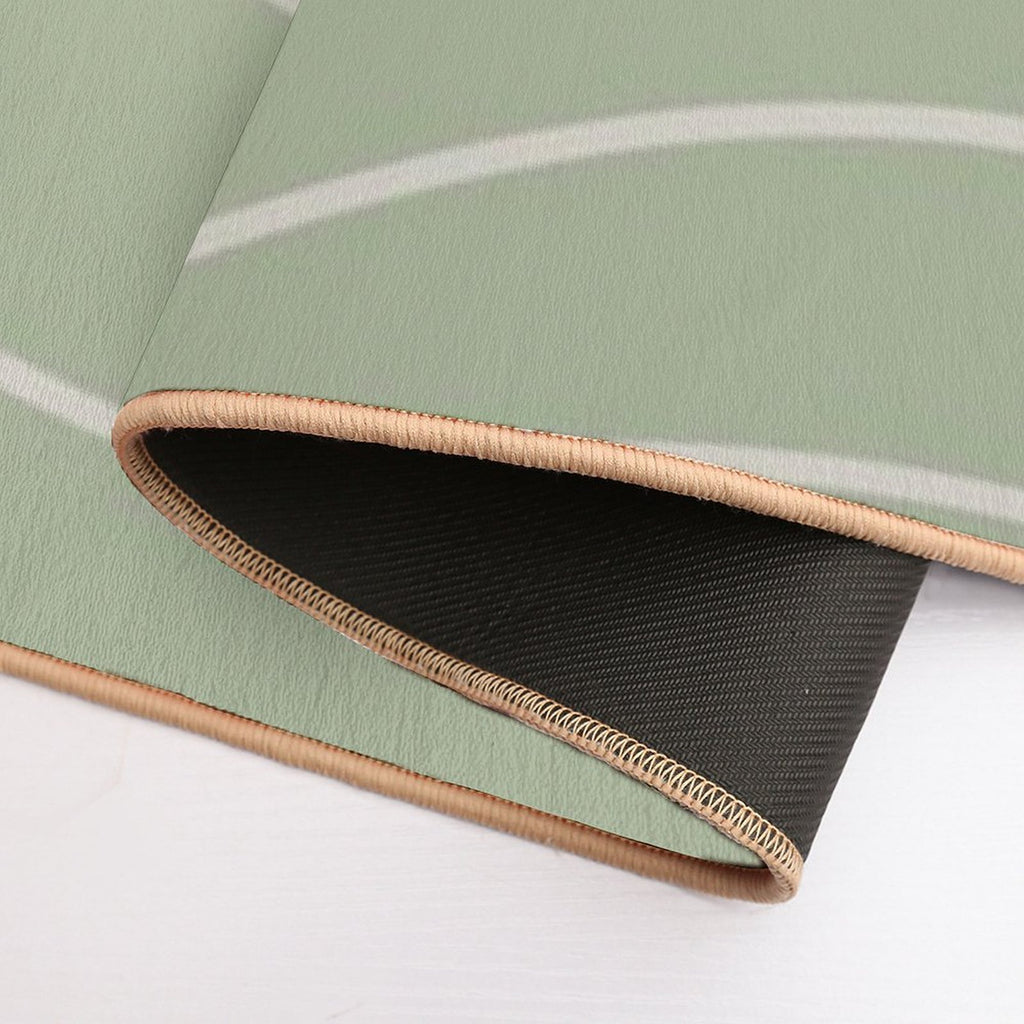 Sage Waves - Minimalist Abstract Line Pattern in Sage Green And Beige  Non-Slip Bath Mat
