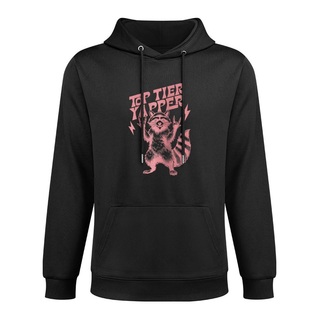 Top Tier Yapper Funny Vintage Raccoon Meme Raglan Baseball Easy Care Hoodie