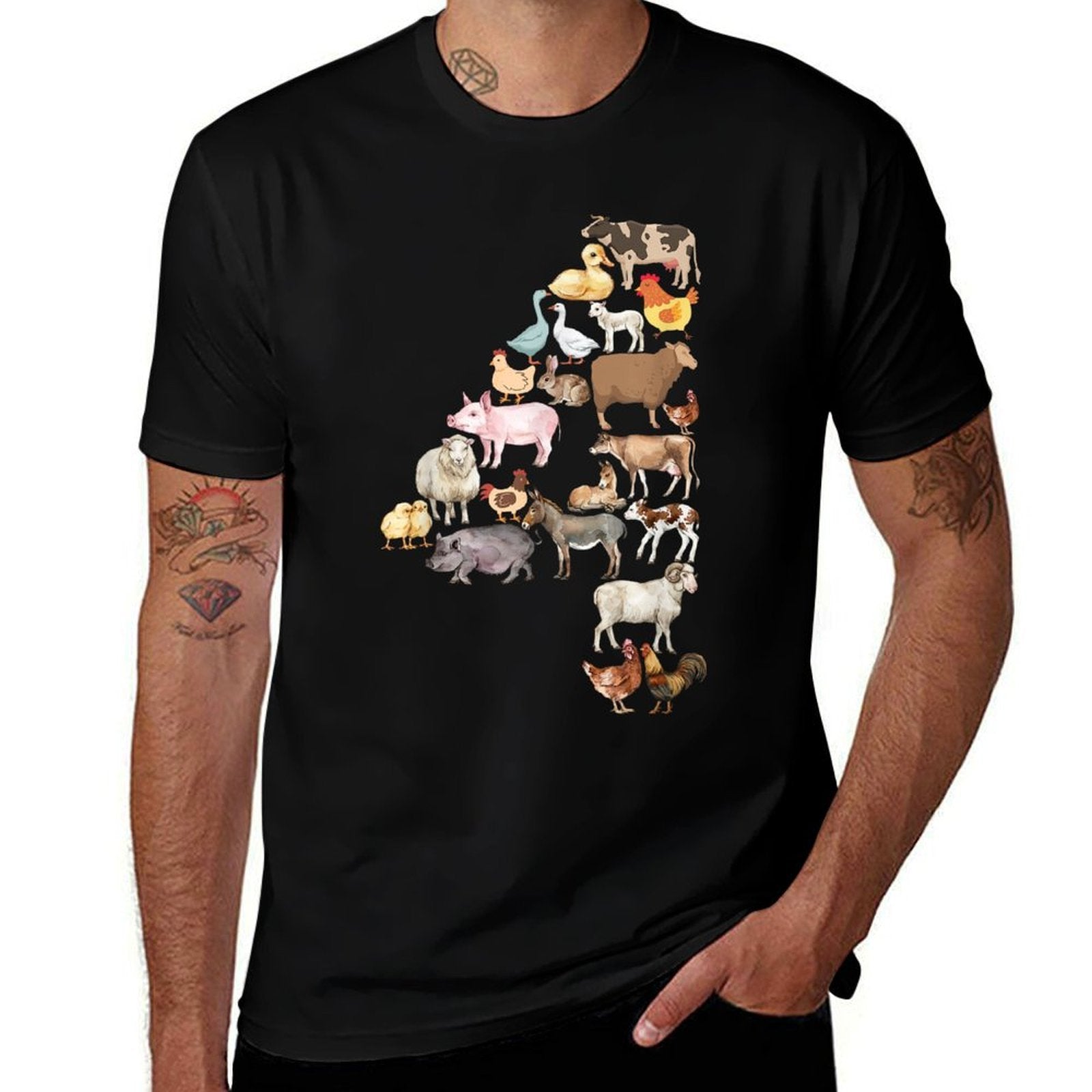 Fun 4th Birthday Farm Animals Theme Boy Kids 4 Year Old Bday  Cotton T-Shirt
