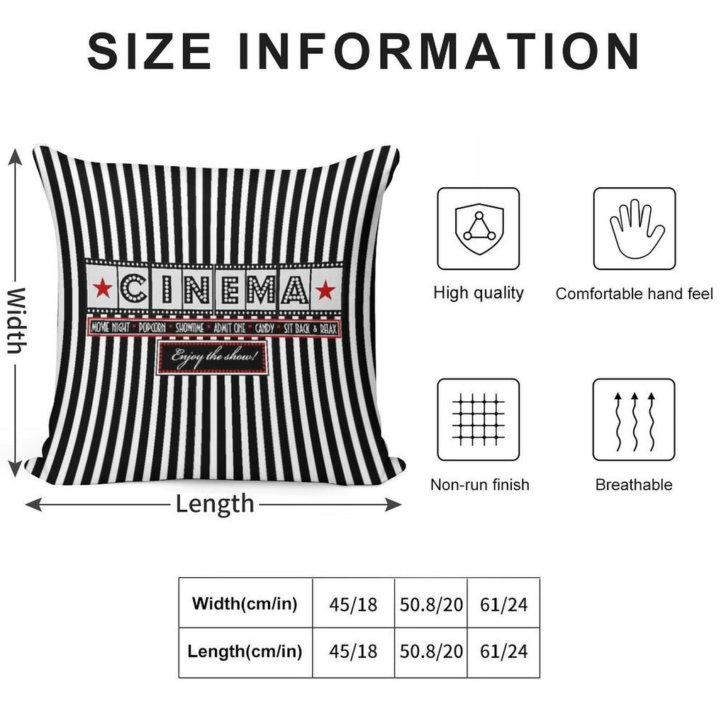 Movie Theater Striped Cinema Ticket Throw Pillow Soft Multiple Sizes Throw Pillow
