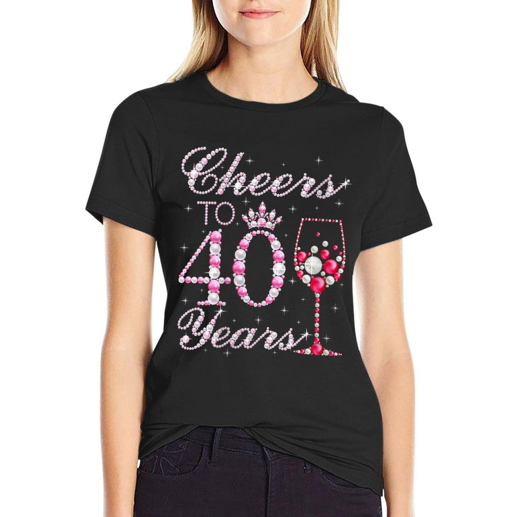 Womens Cheers To 40 Years 40th Birthday Gifts For Women 40 Year Old  Polyester Blend T-Shirt