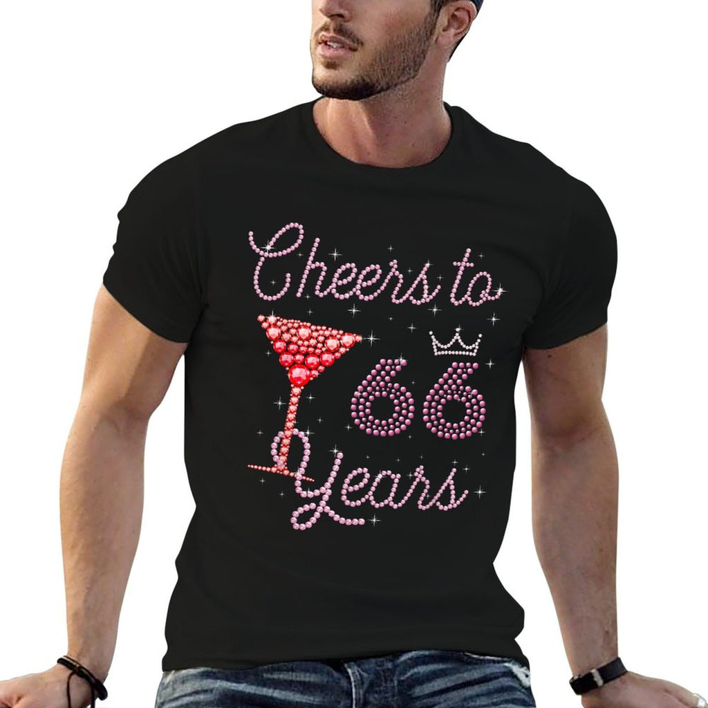 Cheers To 66 Years 66th Birthday 66 Years Old Bday  Cotton T-Shirt