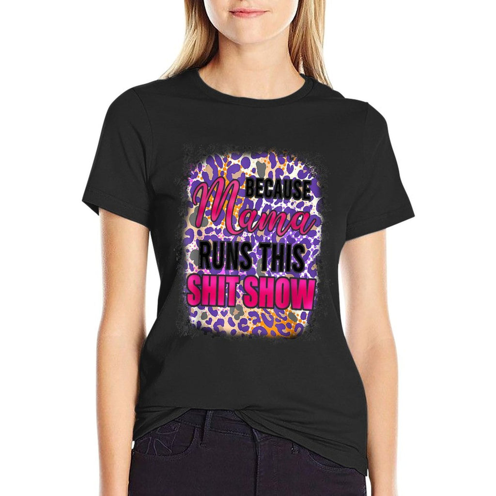 Funny Mama Runs This Shitshow Mom Leopard Happy Mothers Day  Lightweight T-Shirt