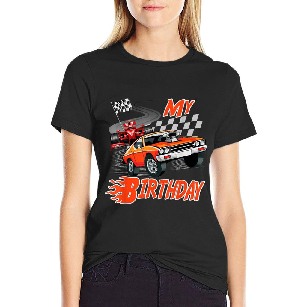 Fun My Birthday Race Car Boys Girls Youth Men Women Racing  Slim-fit Cut T-Shirt